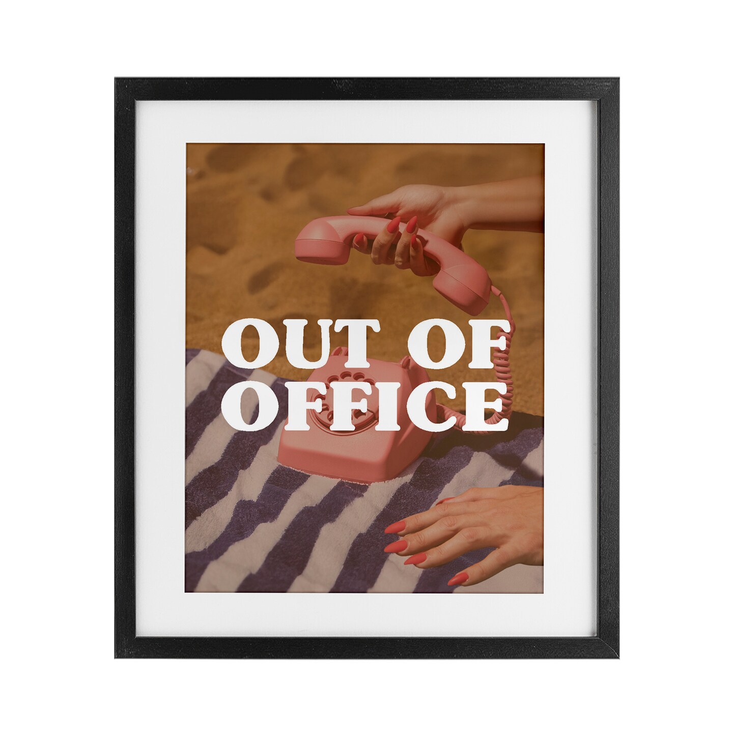 Stupell Industries Out of Office Pink Phone Framed Print Under Glass, design by Lil' Rue
