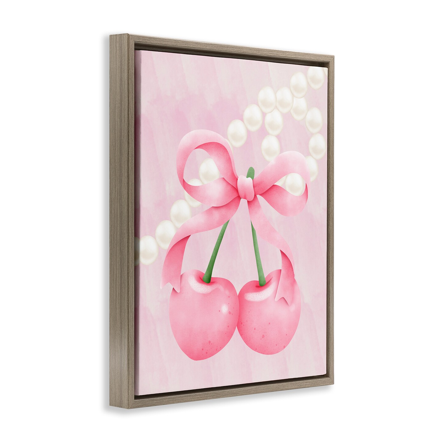 Stupell Industries Pastel Cherries with Pearls Floating Frame, design by Jesse Keith