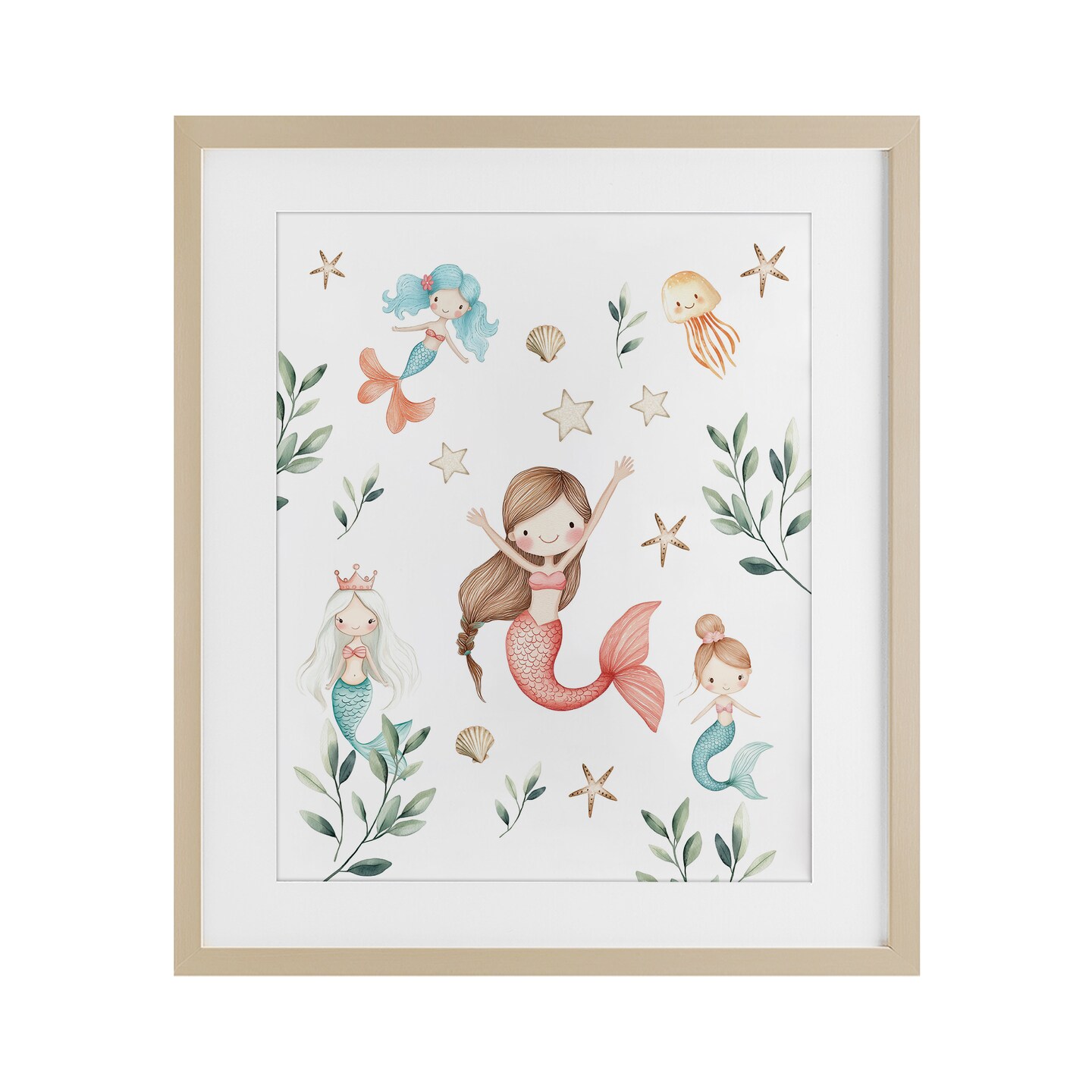 Stupell Industries Underwater Mermaids Adventures Framed Print Under Glass, design by Christine Simpson Art
