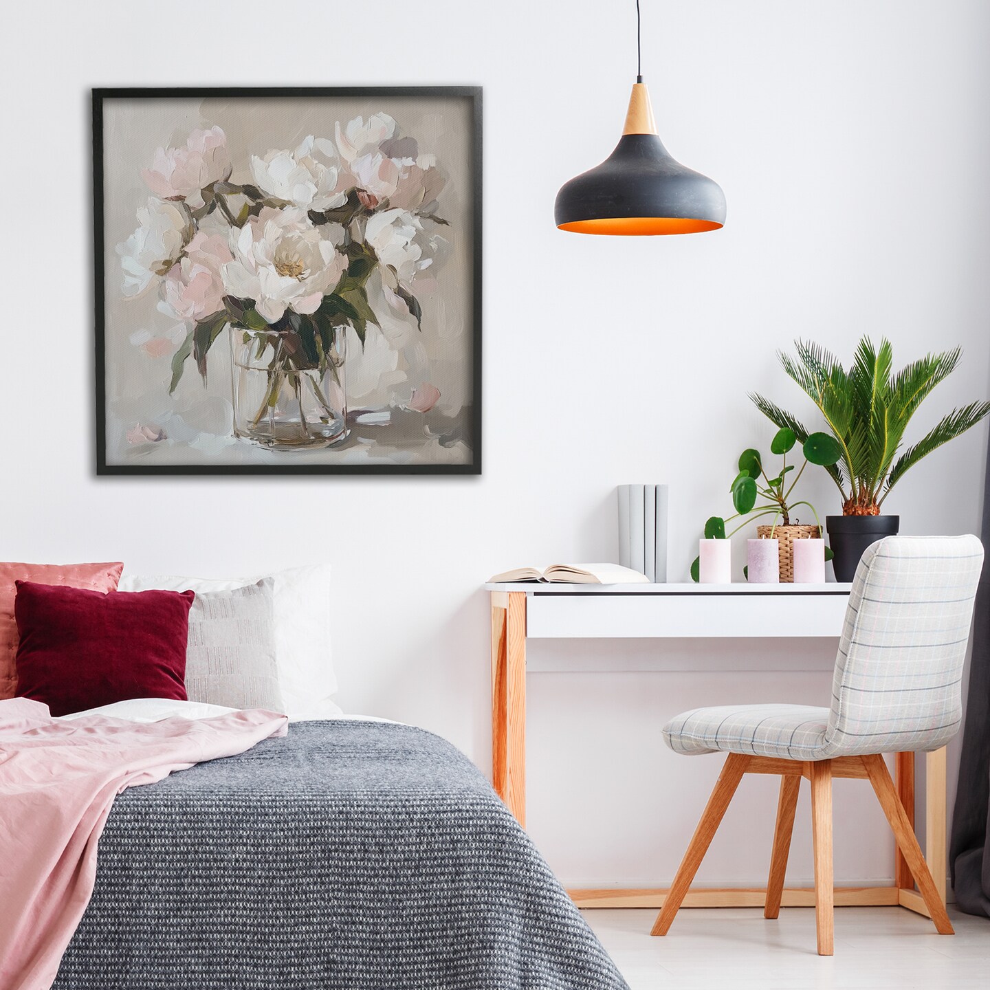 Stupell Industries Pink Peonies in Clear Vase Framed Giclee, design by Gina Kelly