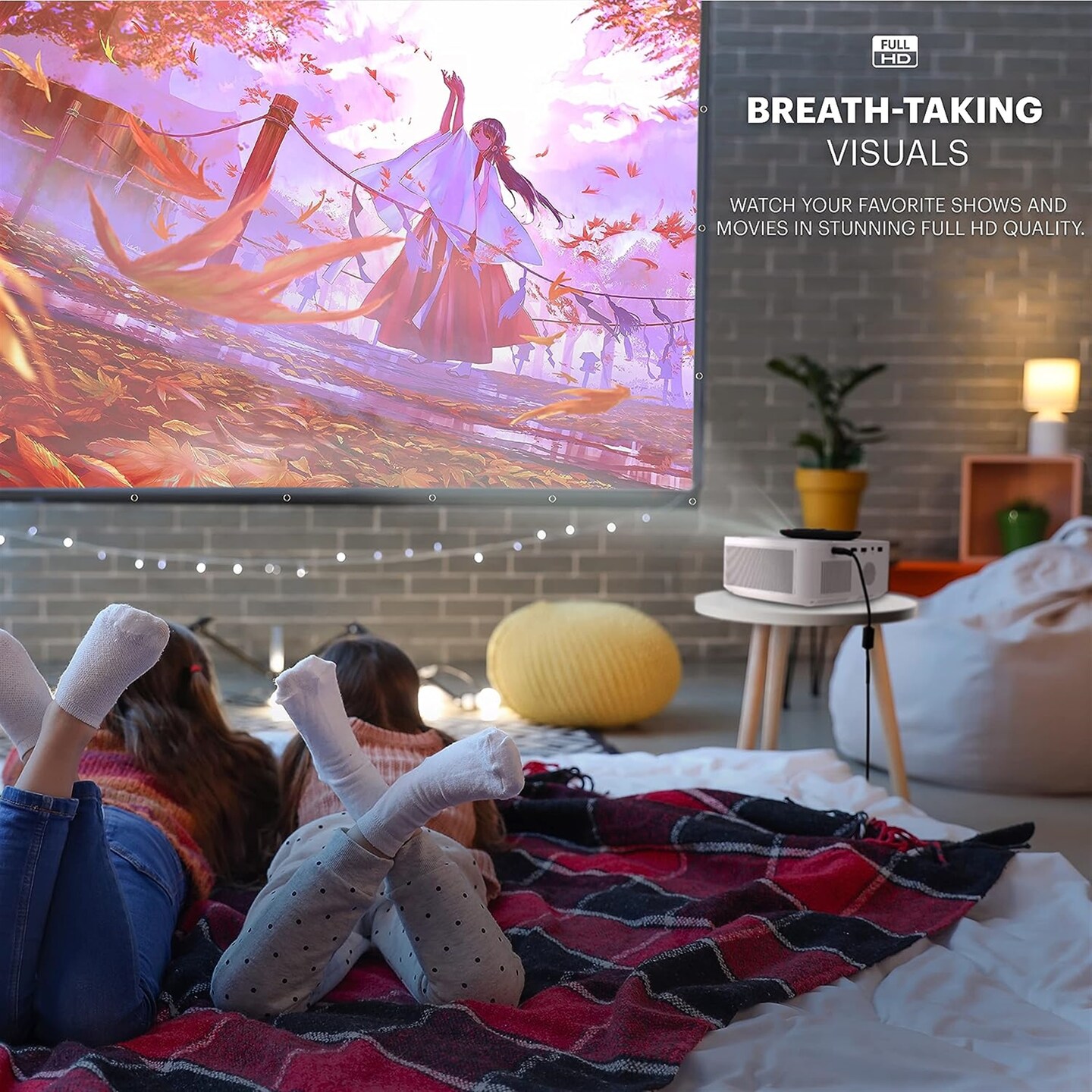 Kodak FLIK X10 Multimedia Home Projector Kit, 1080p Portable Projector w/100" Screen, Remote & More!