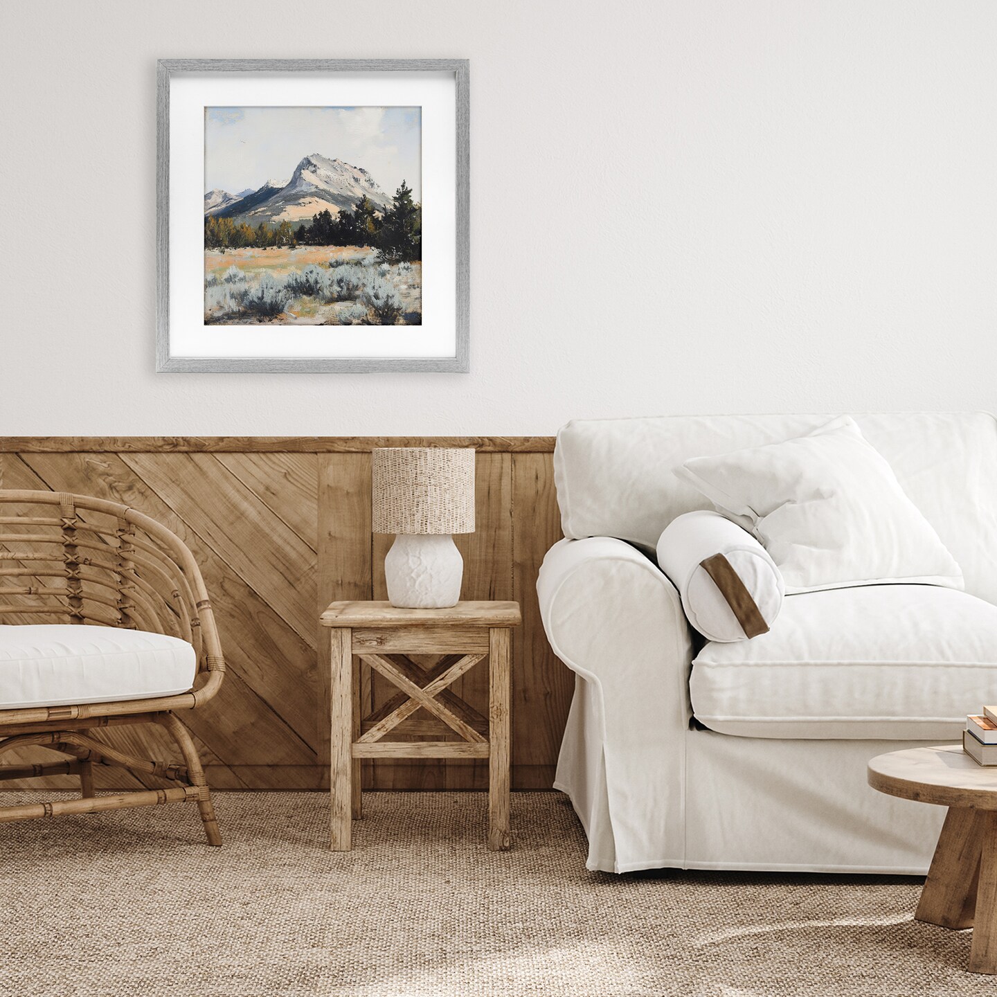 Stupell Industries Desert Mountains and Forest Landscape Framed Print Under Glass, design by Petal Prints Design
