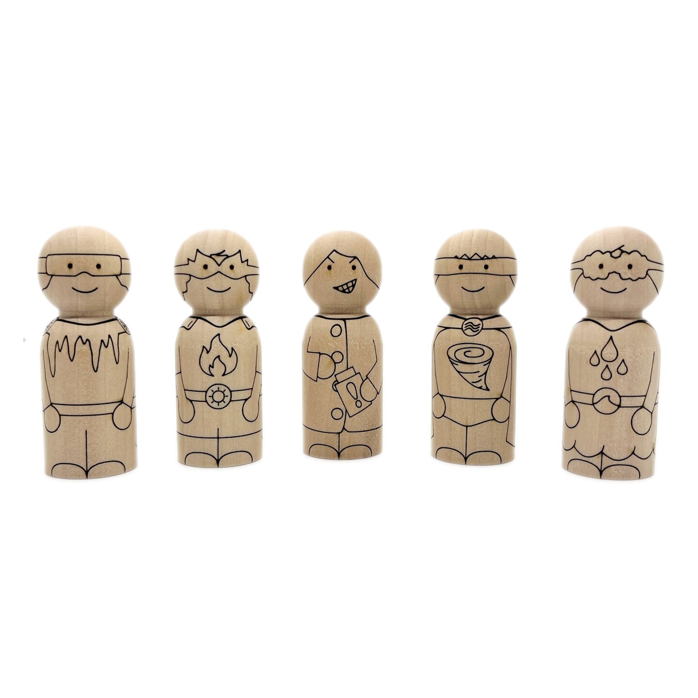 Superhero Peg Doll Set by Pegsies&#x2122;