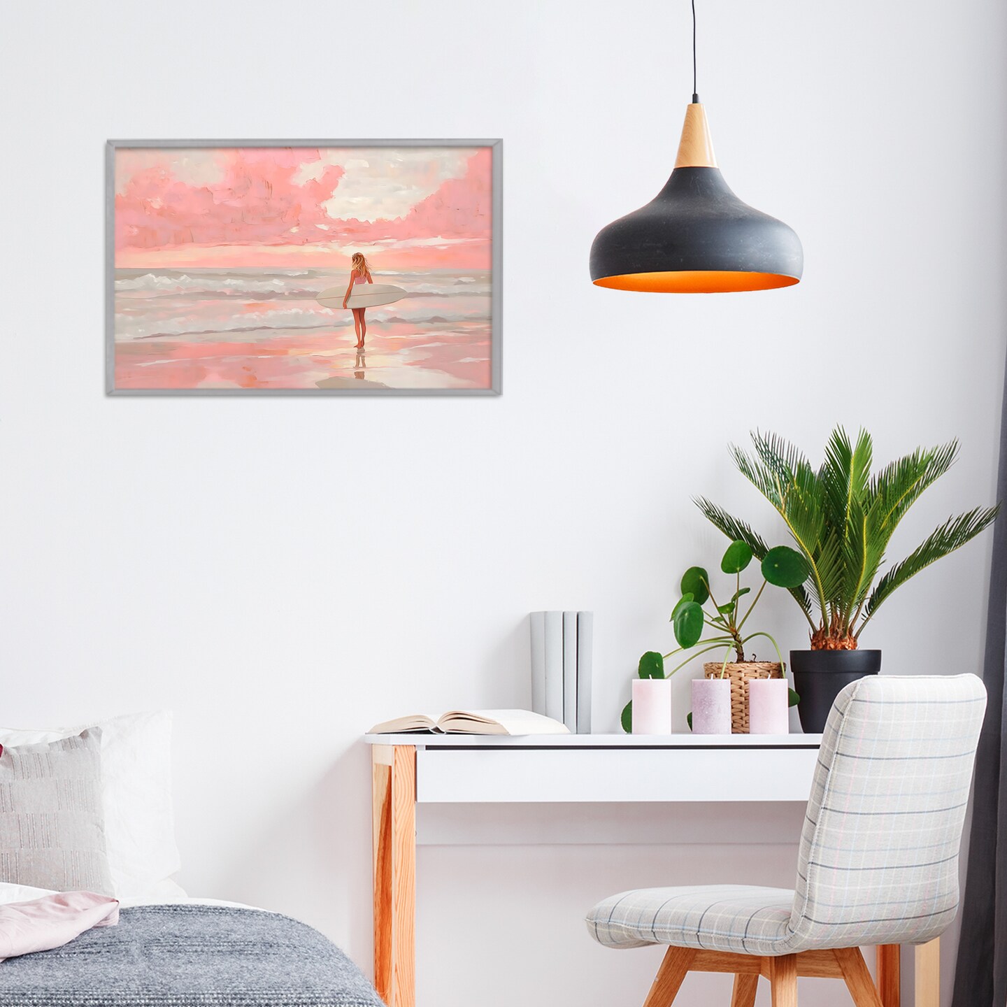 Stupell Industries Pink Sky Surfer Framed Giclee, design by LSR Design Studio