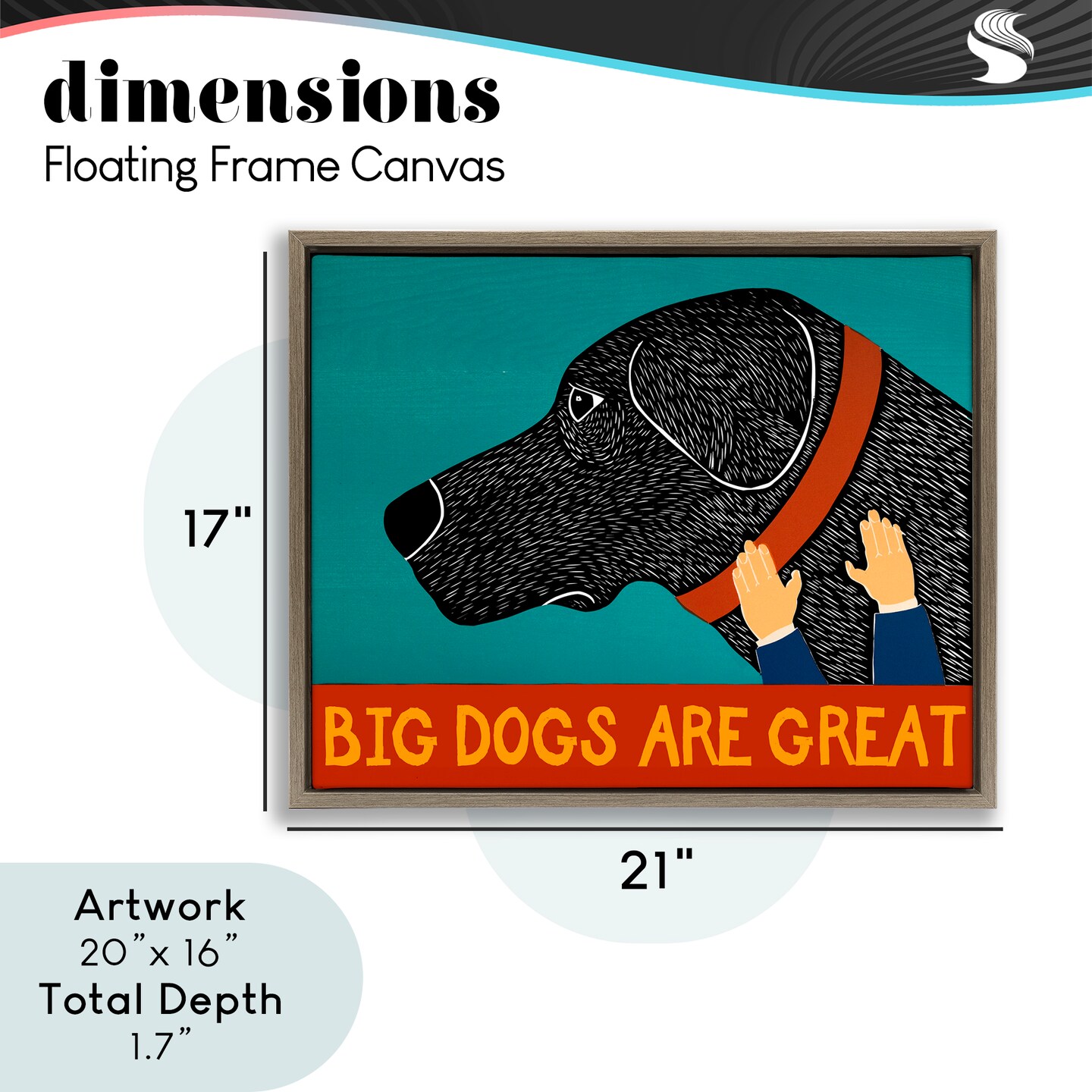 Stupell Industries Big Dogs Are Great Floating Frame, design by Stephen Huneck