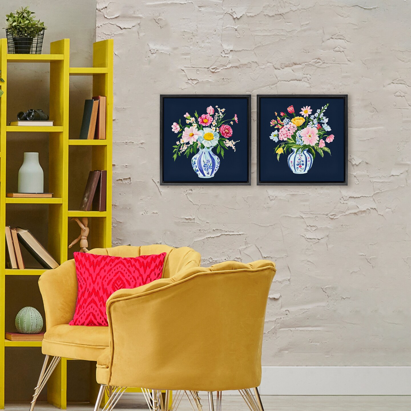 Stupell Industries Twin Chinoiserie Vases 2pc Floating Frame Set, design by Yen
