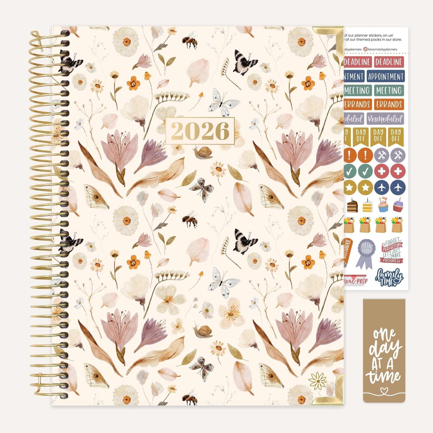 bloom daily planners 2026 Hard Cover Weekly & Monthly Planner, 8.5" x 11", Butterfly Garden