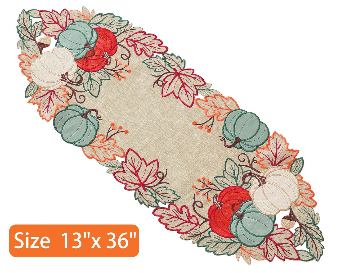 Thanksgiving Decorations Fall Table Runner with Embroidered Velvet Pumpkins Maple Leaf. Table Decor for Home Kitchen Dining Seasonal Harvest Party 36 Inches