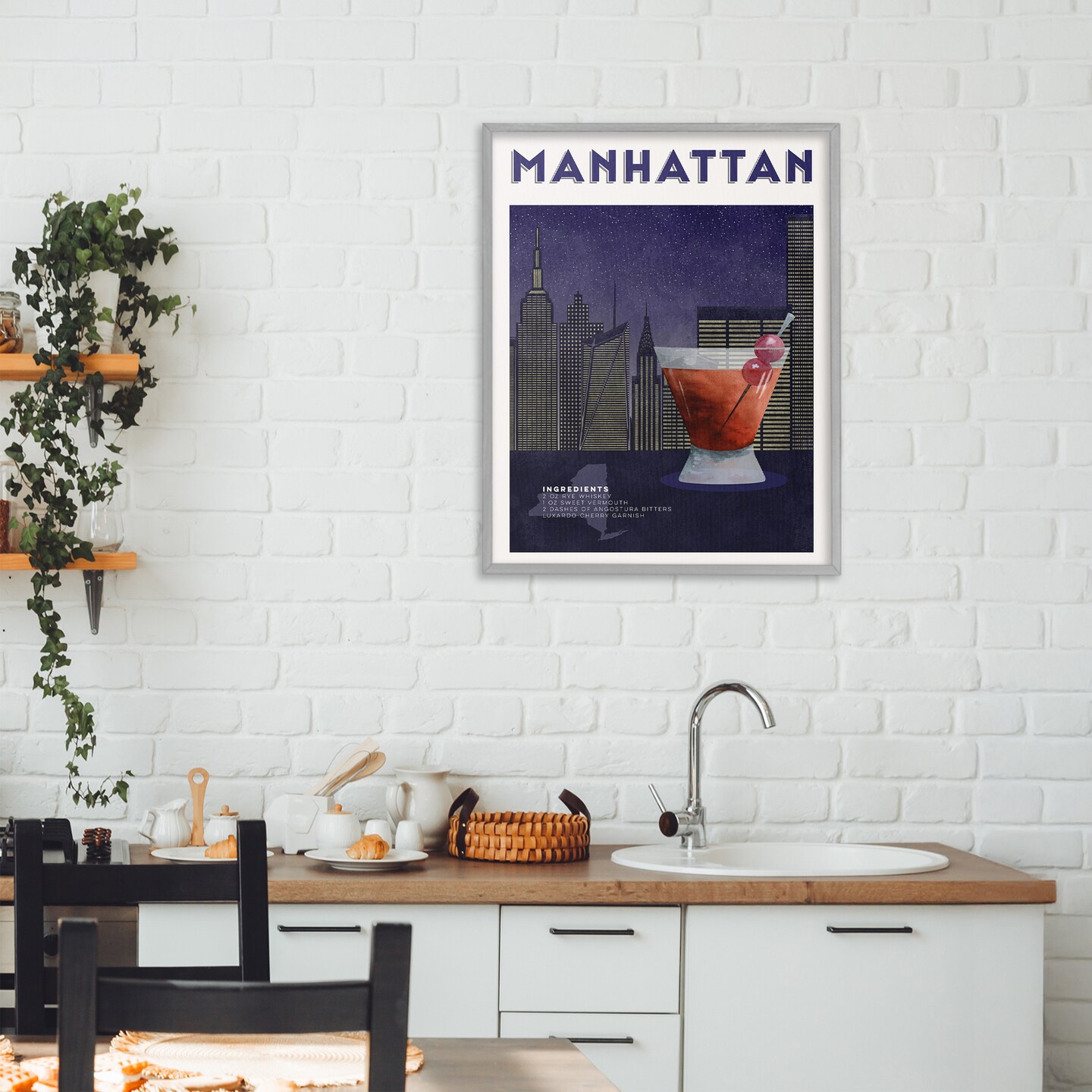 Stupell Industries Retro Manhattan Cocktail Cityscape Framed Giclee, design by Brett Blumenthal