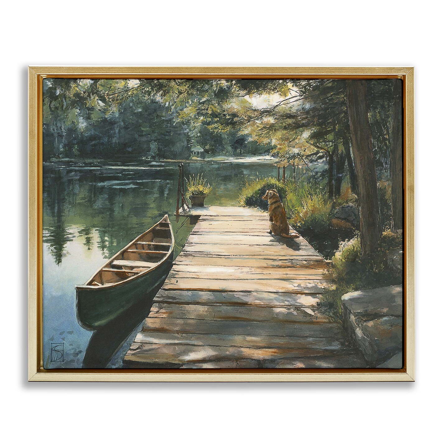 Stupell Industries Lake Life Dog on Dock Floating Frame, design by Sara Culpepper