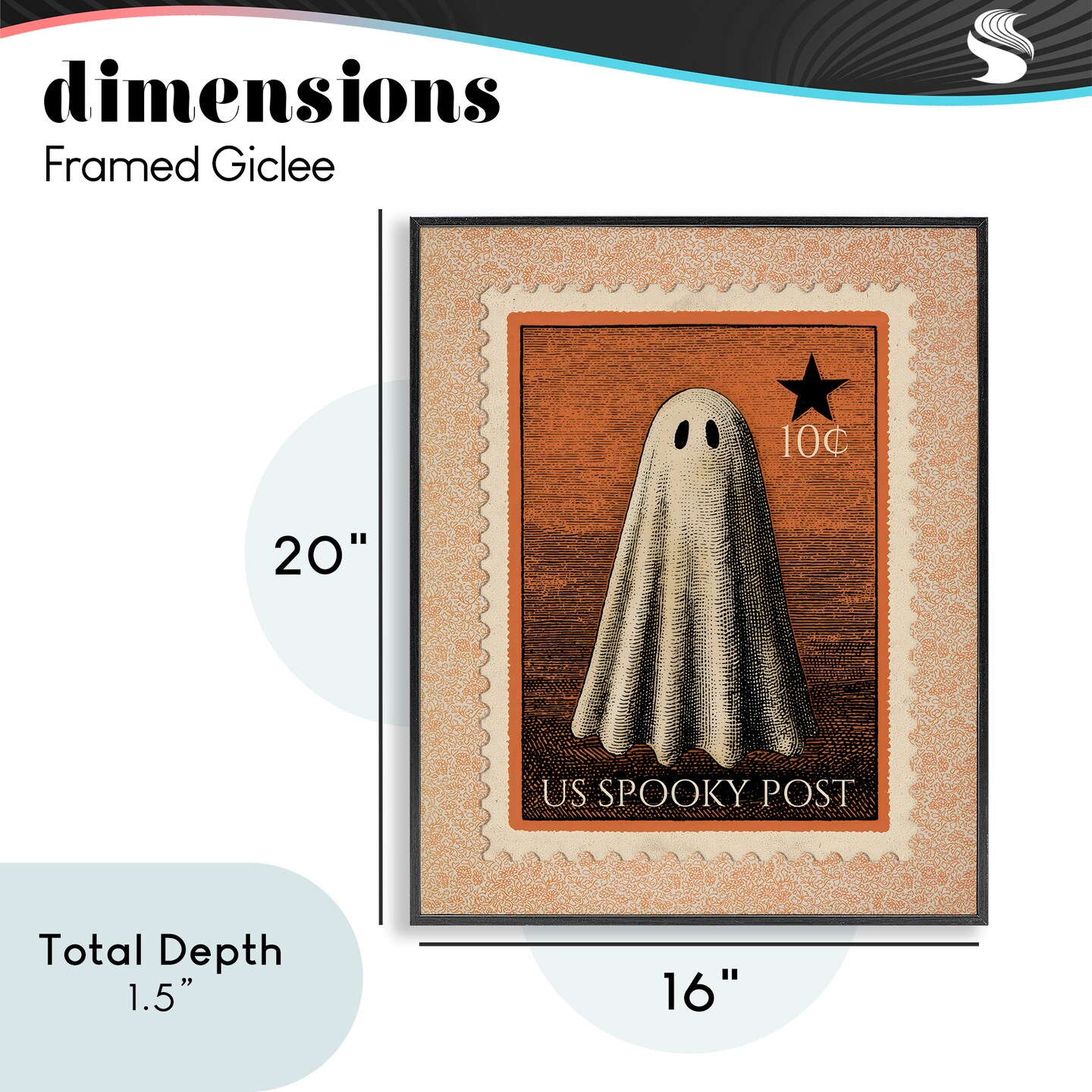 Stupell Industries Vintage Ghost Stamp Framed Giclee, design by Arlington Prints