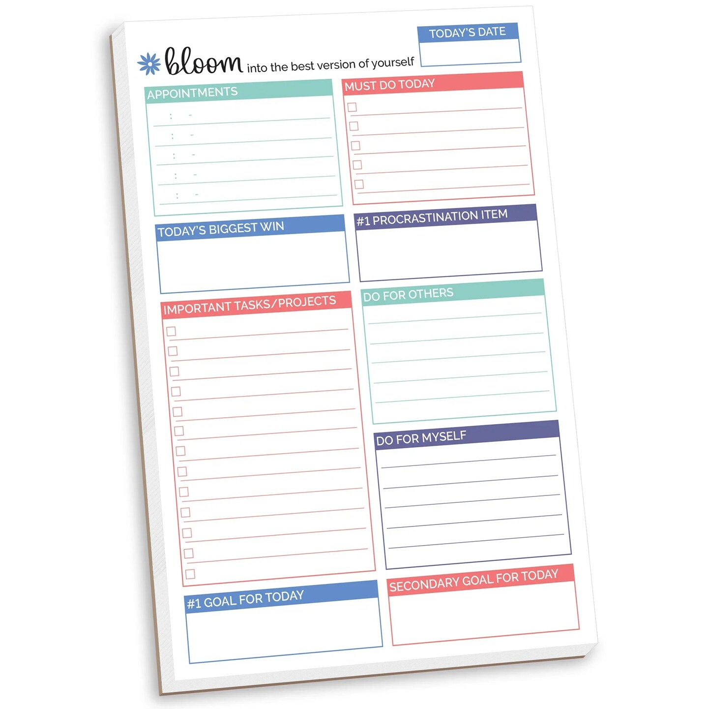 bloom daily planners Planning Pad, 6" x 9", Double Sided Planning Pad, Teal