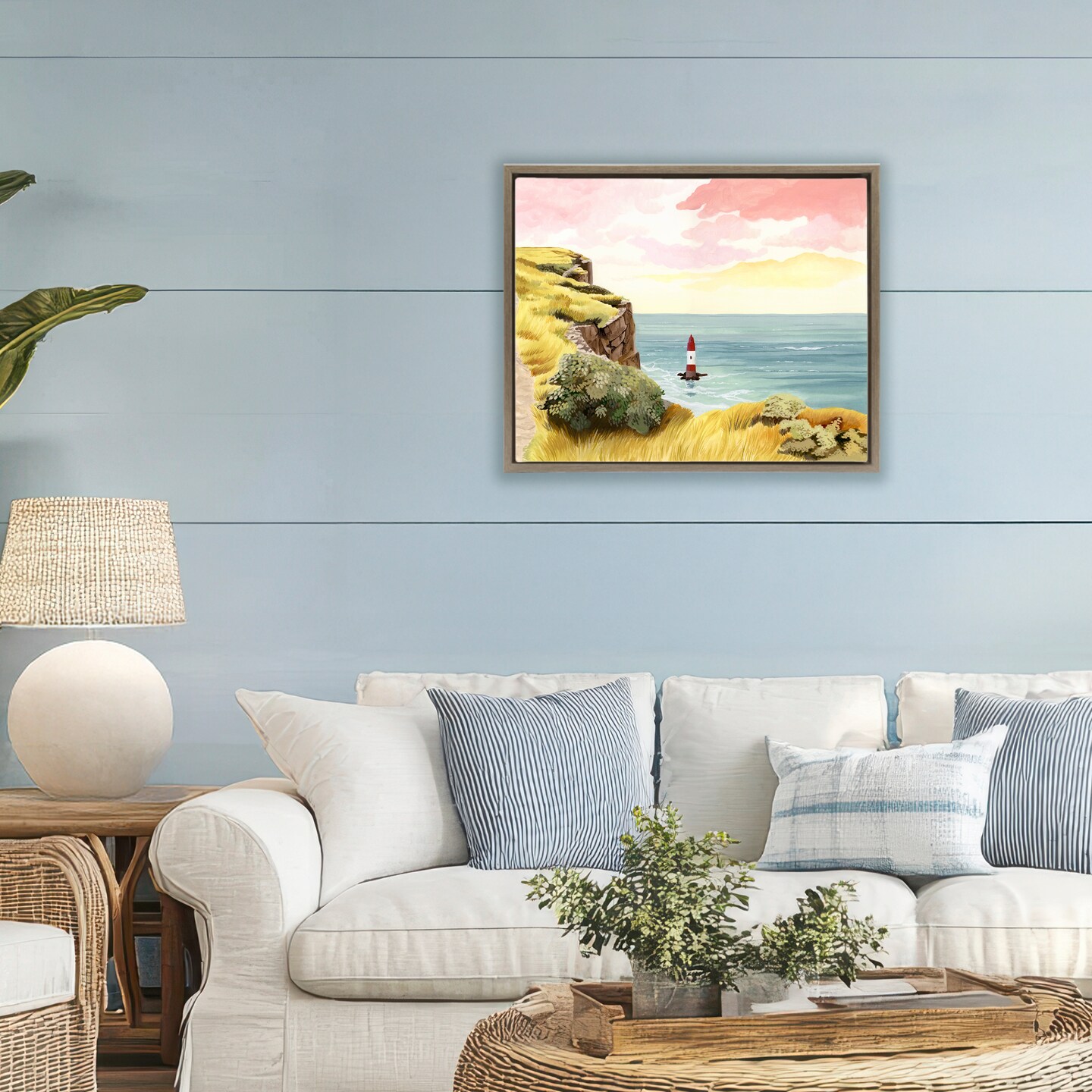 Stupell Industries Beachy Head Lone Lighthouse Floating Frame, design by Courtney Haley