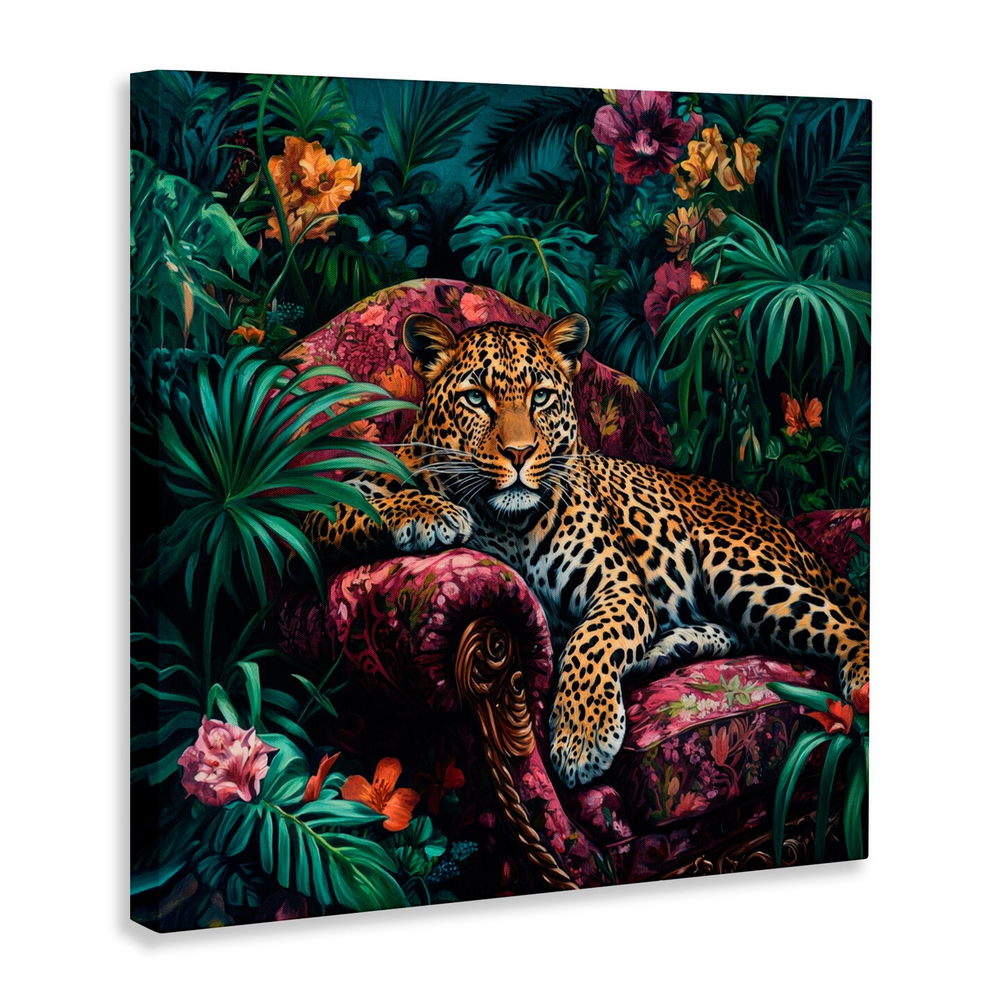 Stupell Industries Fashionable Leopard in Jungle Canvas, design by Petal Prints Design
