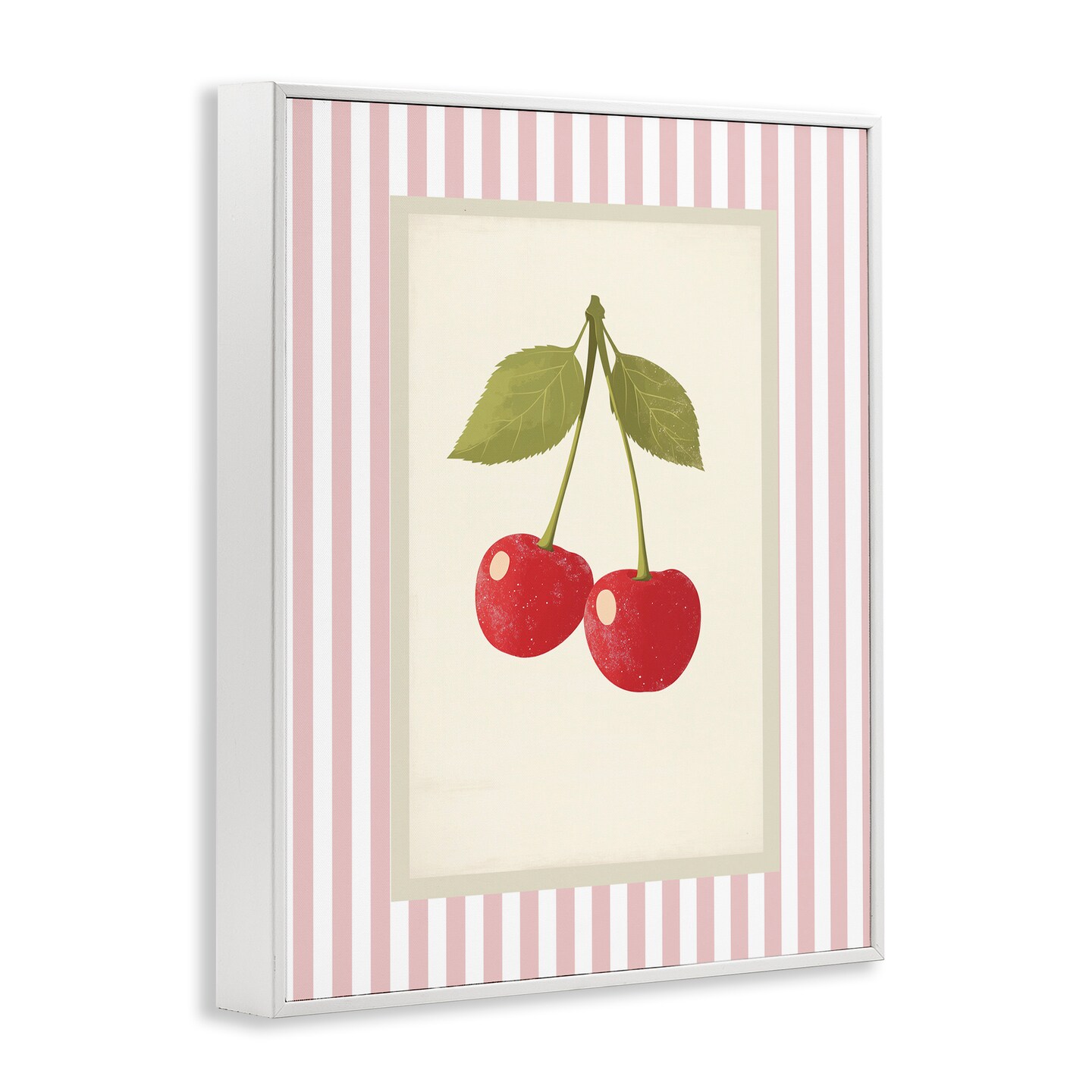 Stupell Industries Delicate Cherries on Stripes Framed Giclee, design by Christine Simpson Art