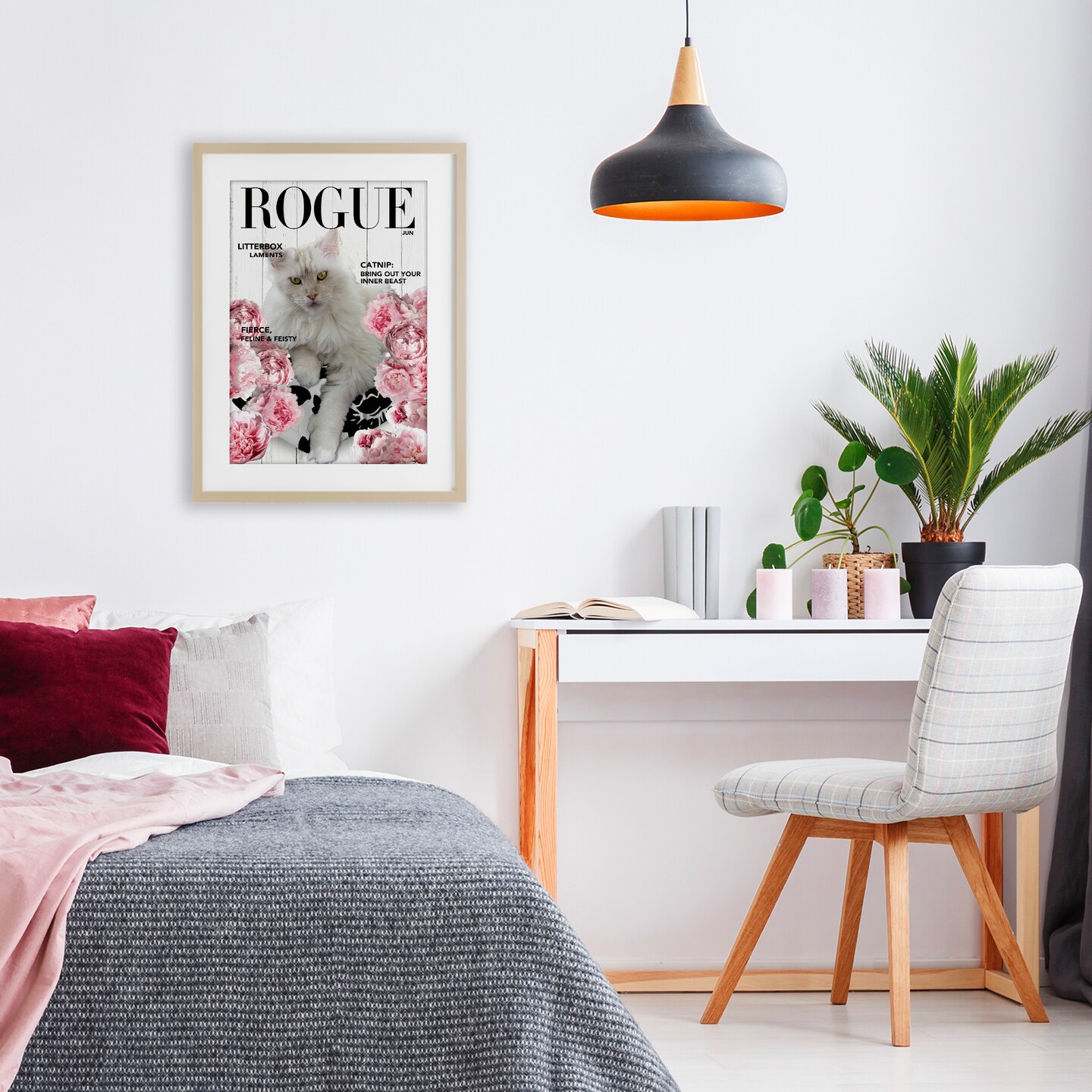 Stupell Industries Funny Floral Cat Magazine Framed Print Under Glass, design by Sasha