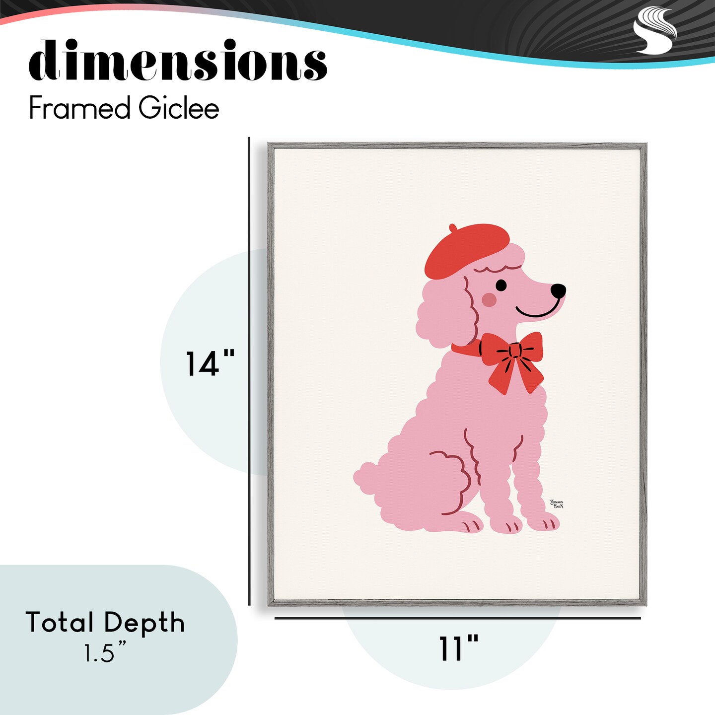 Stupell Industries French Poodle in Beret Framed Giclee, design by Jessica Beck