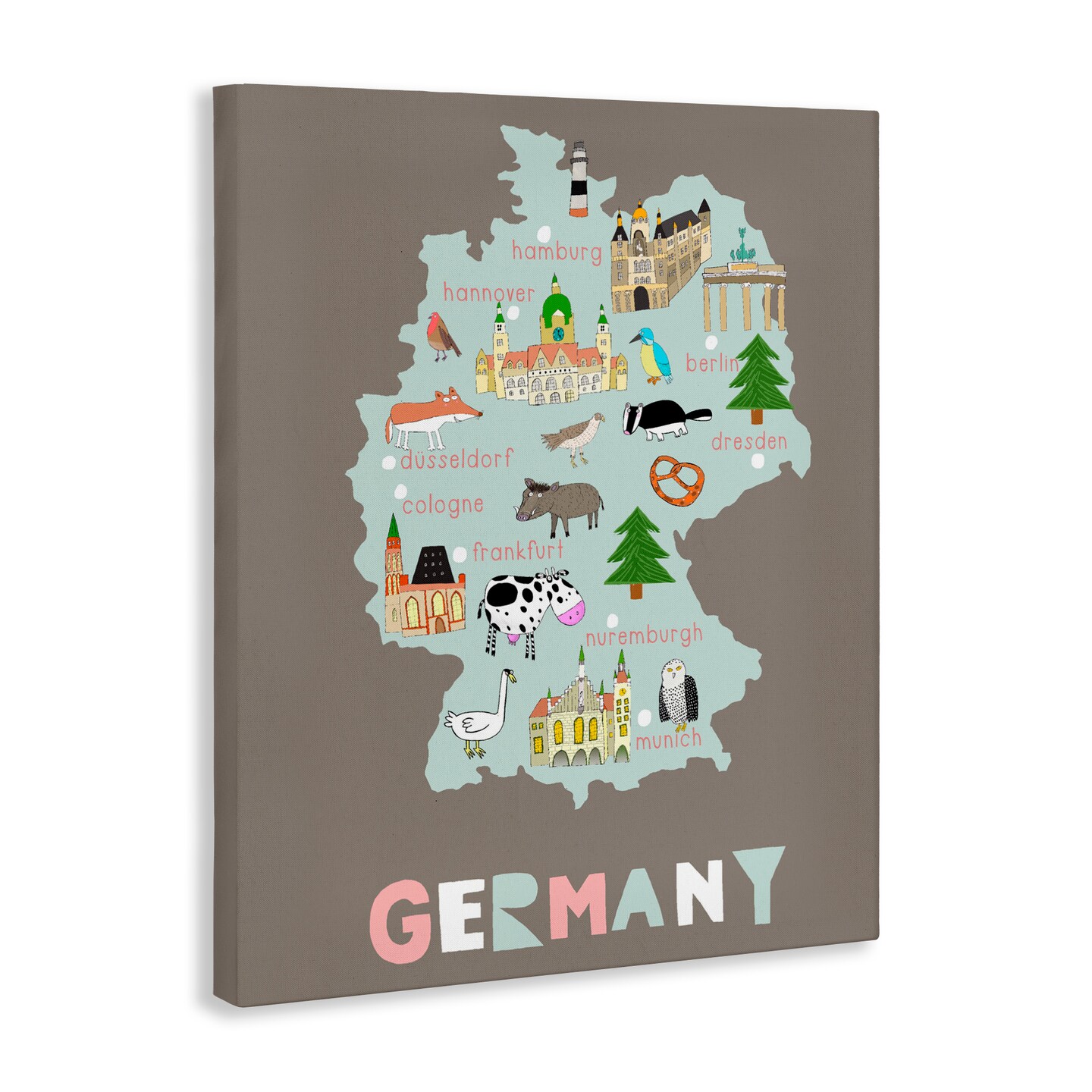 Stupell Industries Kid's Map of Germany Canvas, design by Carla Daly