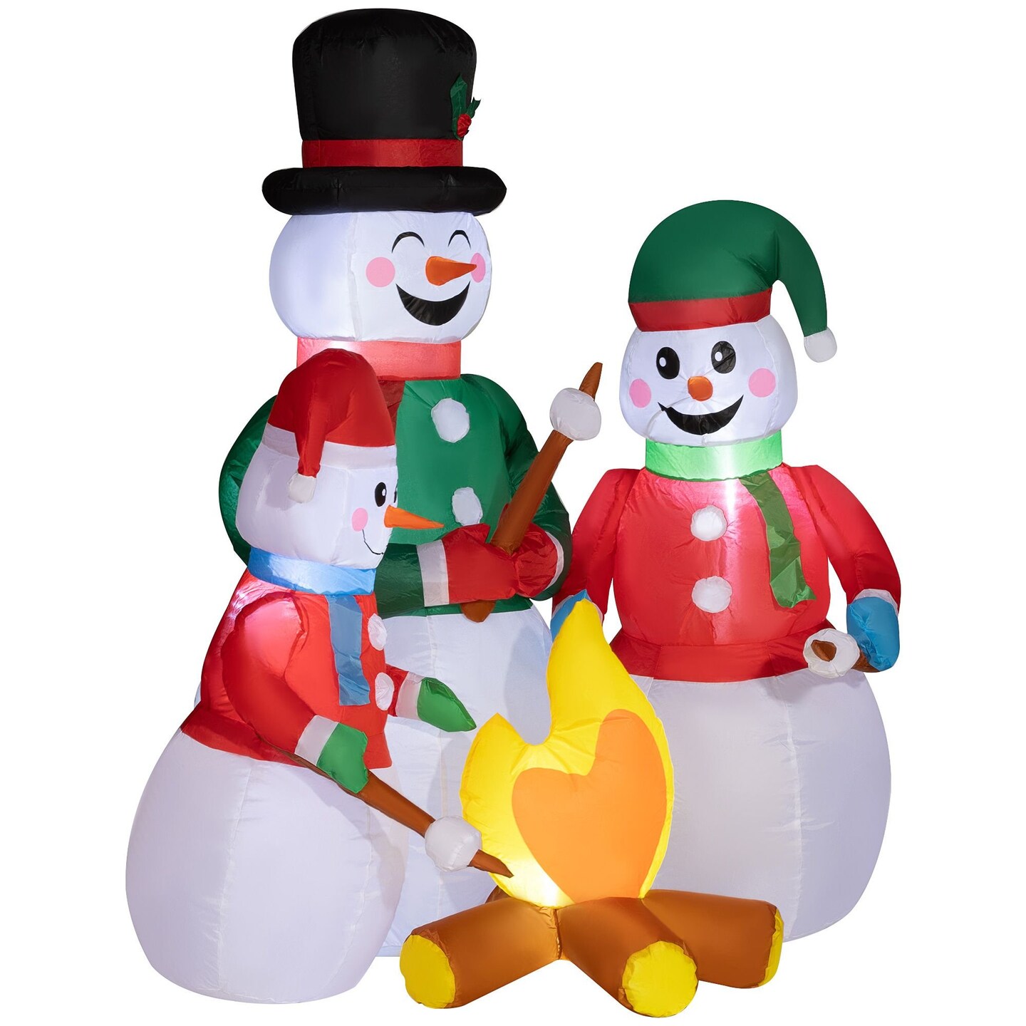 Edge Collections - 55.1" x 47.2" - Multicolor - Joyful Inflatable Snowman Family with LED Lights - 1 Piece
