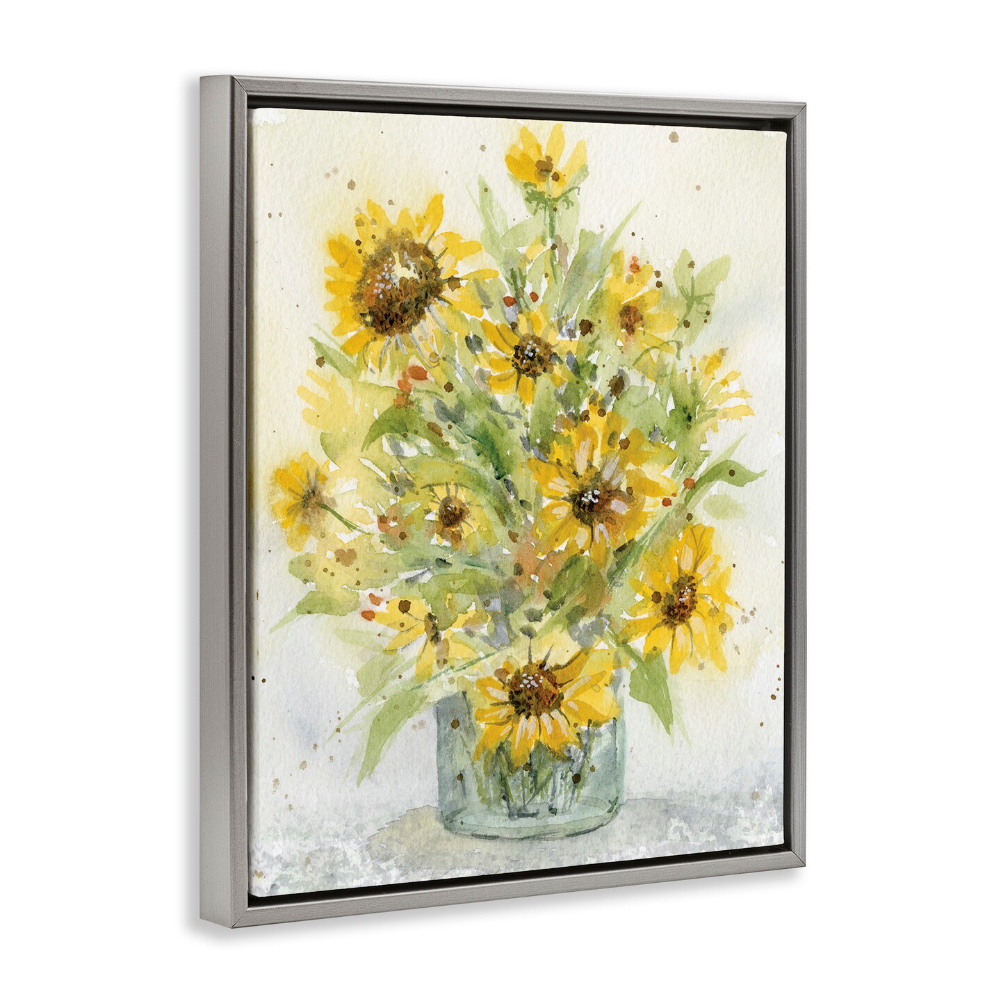 Stupell Industries Speckled Sun Flowers Vase Floating Frame, design by Patti Bishop