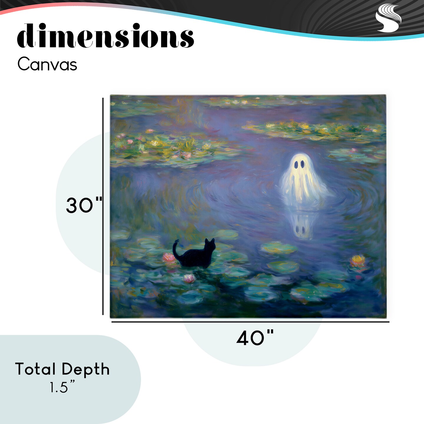 Stupell Industries Water Lilies with Ghost & Kitty Canvas, design by Arlington Prints