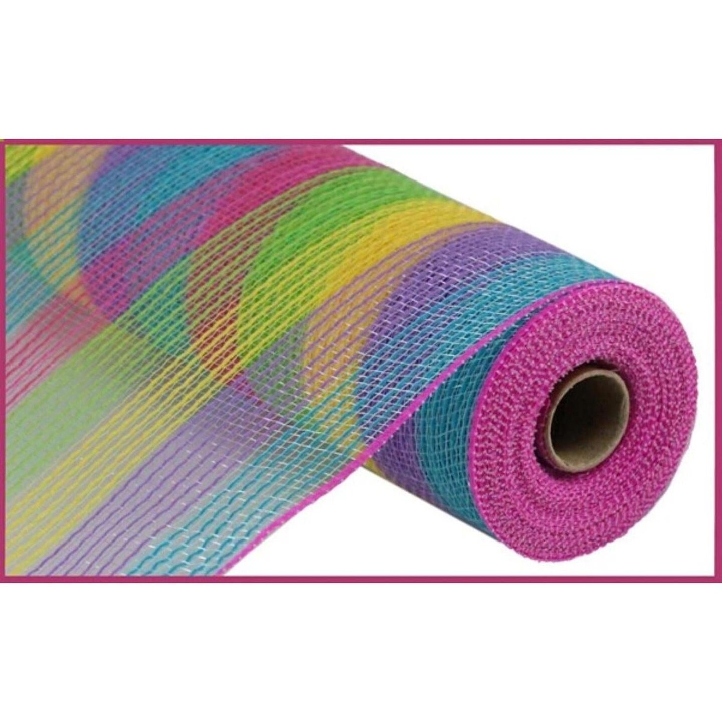 10.25" Faux Jute Small Stripe Mesh Ribbon: Hot Pink, Lavender, Green, Yellow, Turquoise (10 Yards)