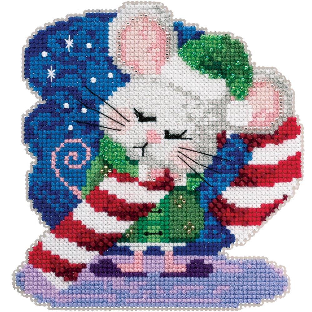 DIY Mill Hill Cindy Cane Mouse Christmas Candy Cane Cross Stitch Ornament Kit