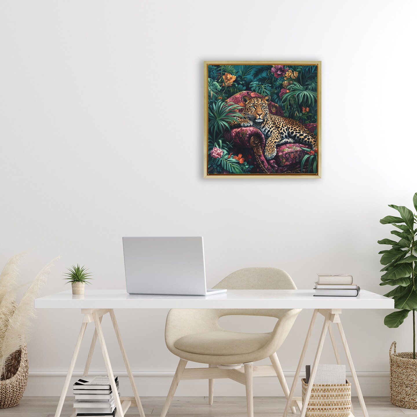 Stupell Industries Fashionable Leopard in Jungle Floating Frame, design by Petal Prints Design