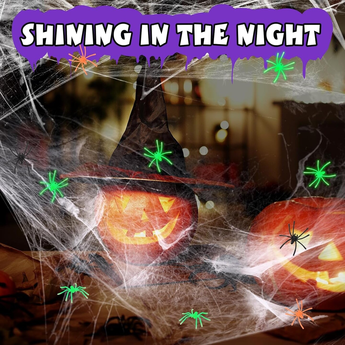 1200 Sqft Spider Webs Halloween Decorations with 100 Fake Scary Spiders, Super Stretch Cobwebs, Glow in the Dark Spiders, for Halloween Indoor and Outdoor Party Suppliesz, Halloween DIY Decoration