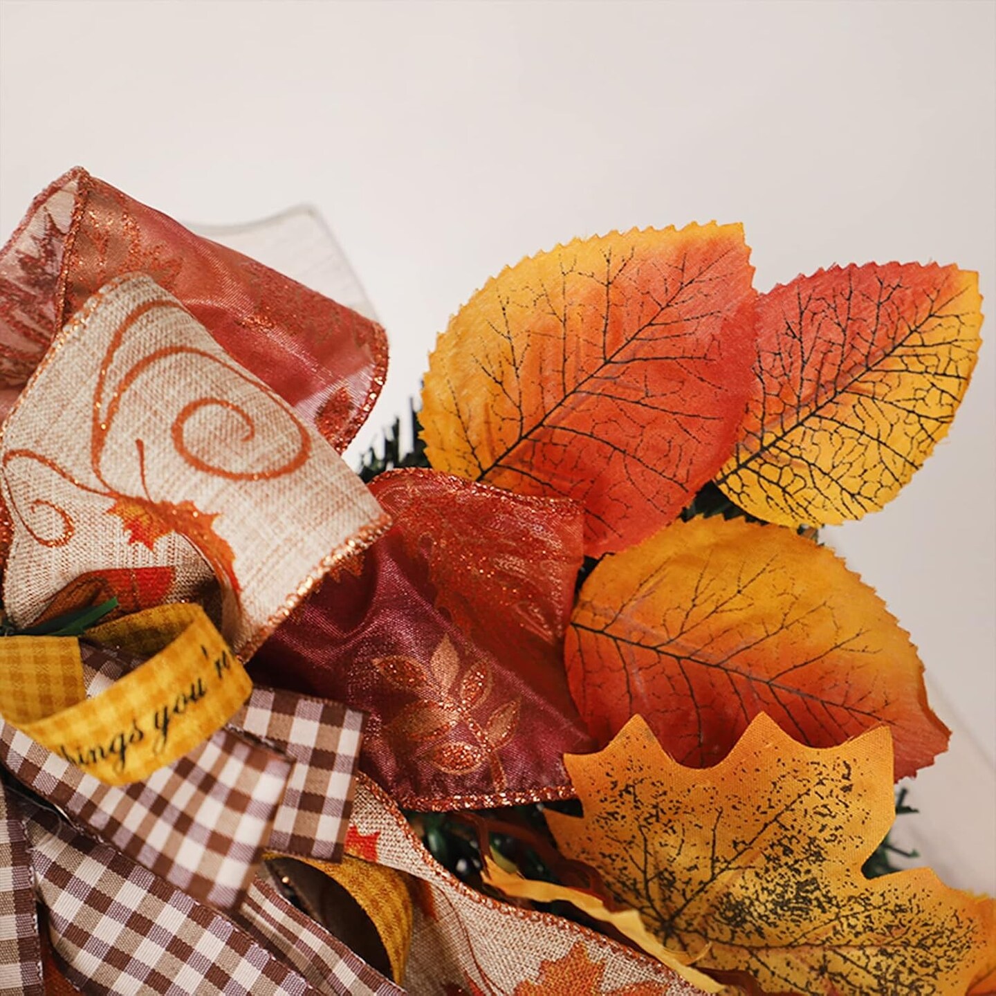 19.7 Inch Autumn Decorative Swag,Artificial Sunflowers Maple Leaves Harvest Wreath for Front Door Thanksgiving Halloween Decorations Home Decor