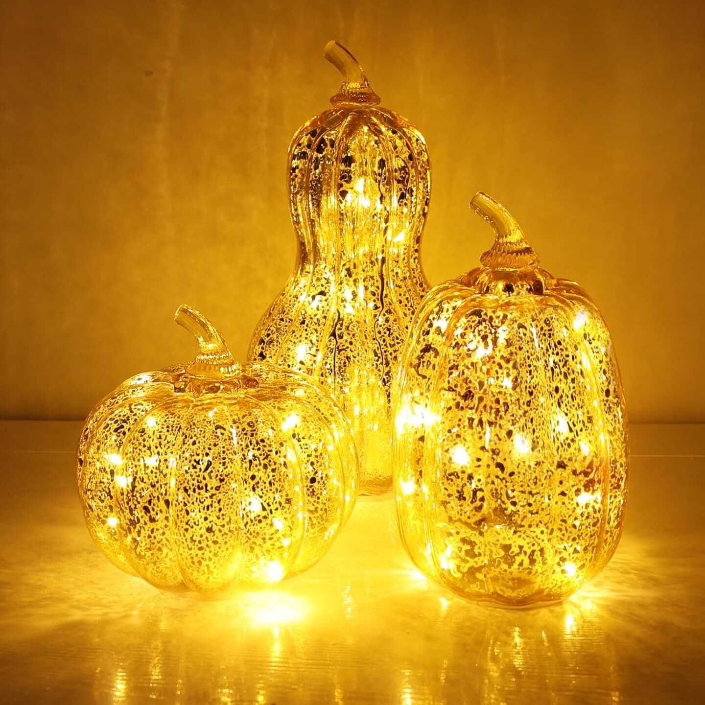 Glass Pumpkin with LED Lights Timer for Fall Thanksgiving Decor, Lighted Pumpkin Fall Centerpiece for Tables Indoor Mantel Windows