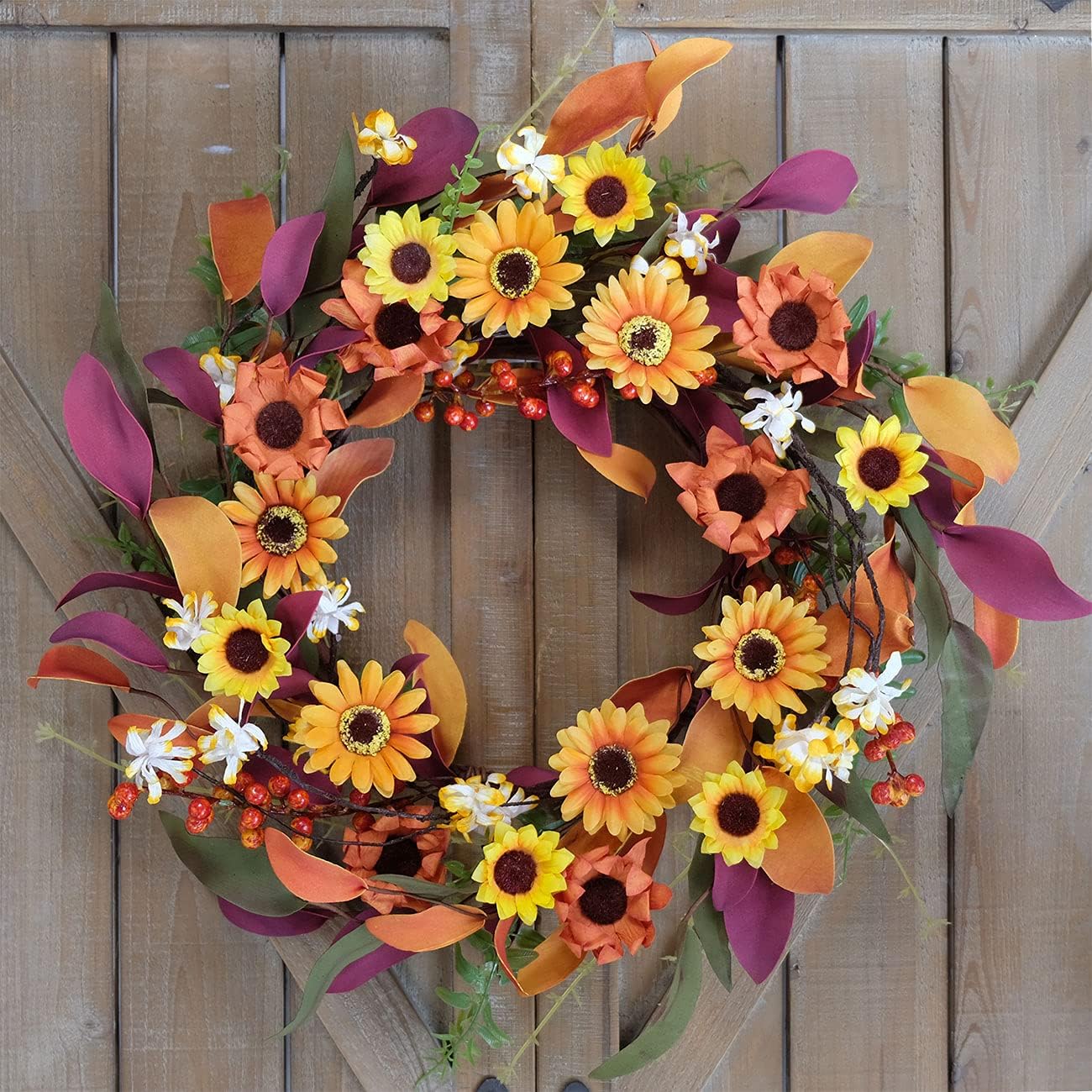 Front Door Autumn Wreaths Farmhouse Home Office Wedding Party Wall Decor &#x2026; (14 in Wreath)