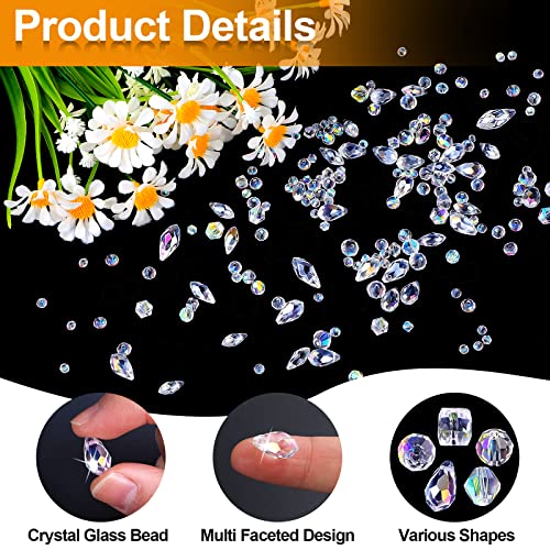 600 Pieces Crystal Beads, Glass Beads, Assorted Crystal Beads for Jewelry Making, Rondelle Jewelry Beads with Container Box, Glass Beads Bulk for DIY Necklace Bracelet Earring(4/6/8mm, AB Color)