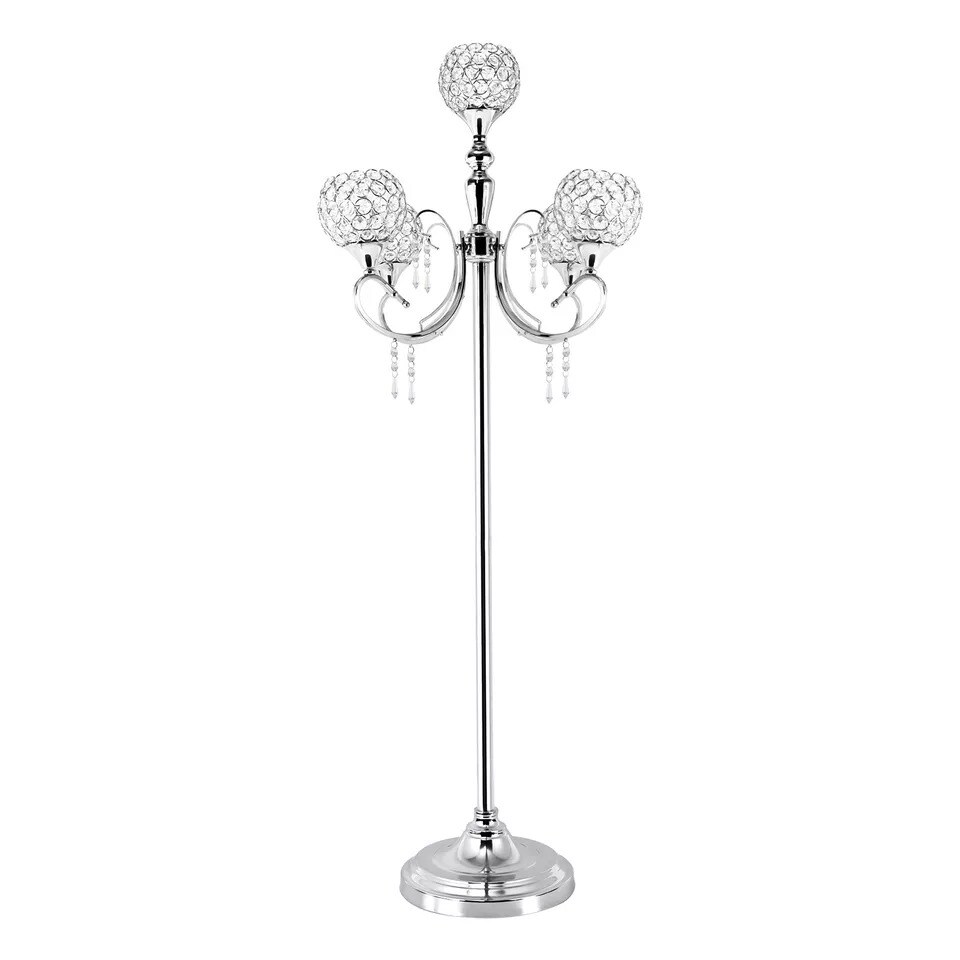 Silver Crystal Floor Candle Votive Pillar Holder 49 In Tall Candelabra for Table