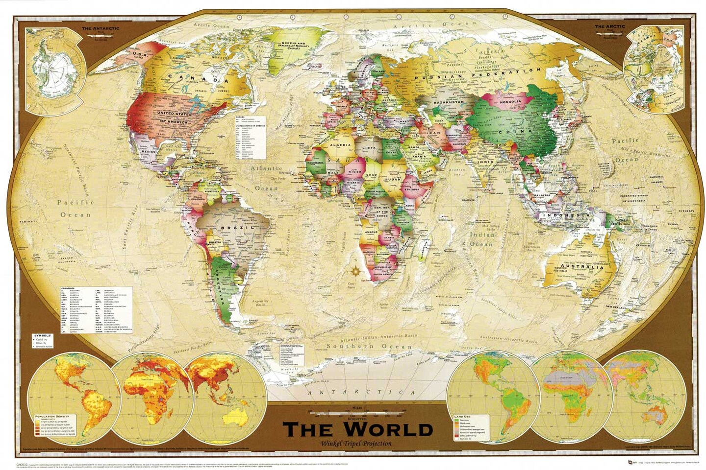 World Map Poster Large Classroom USA Wall Print, 24"x36", Unframed