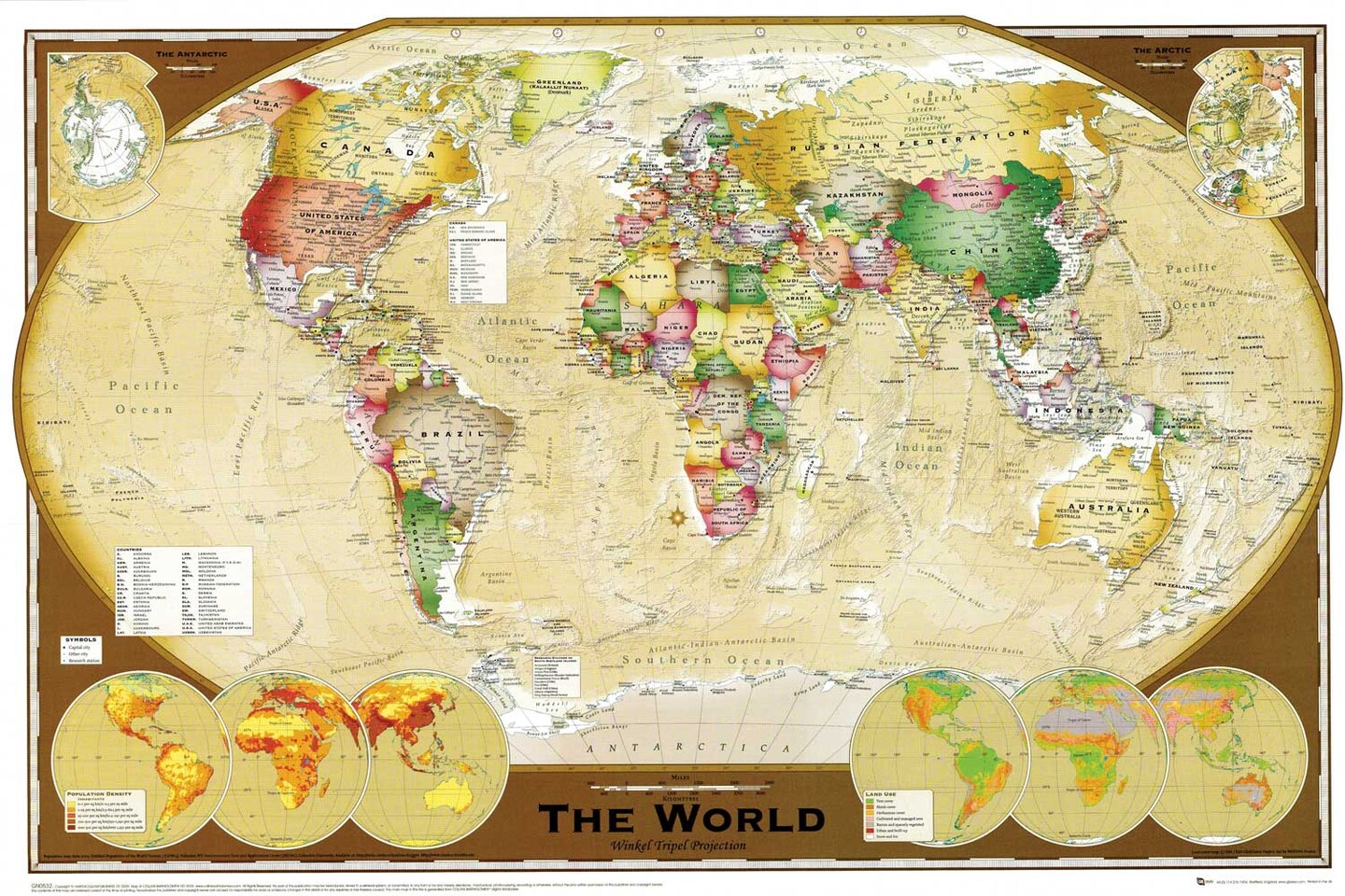 World Map Poster Large Classroom USA Wall Print, 24&#x22;x36&#x22;, Unframed