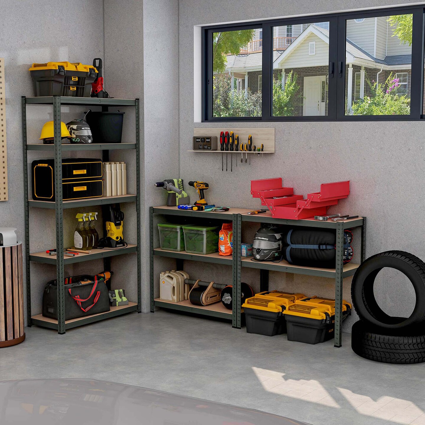 Costway 5 Tier Adjustable Garage Shelving Unit with 2000 lbs Max Load for Warehouse Black/Grey/Blue/Silver