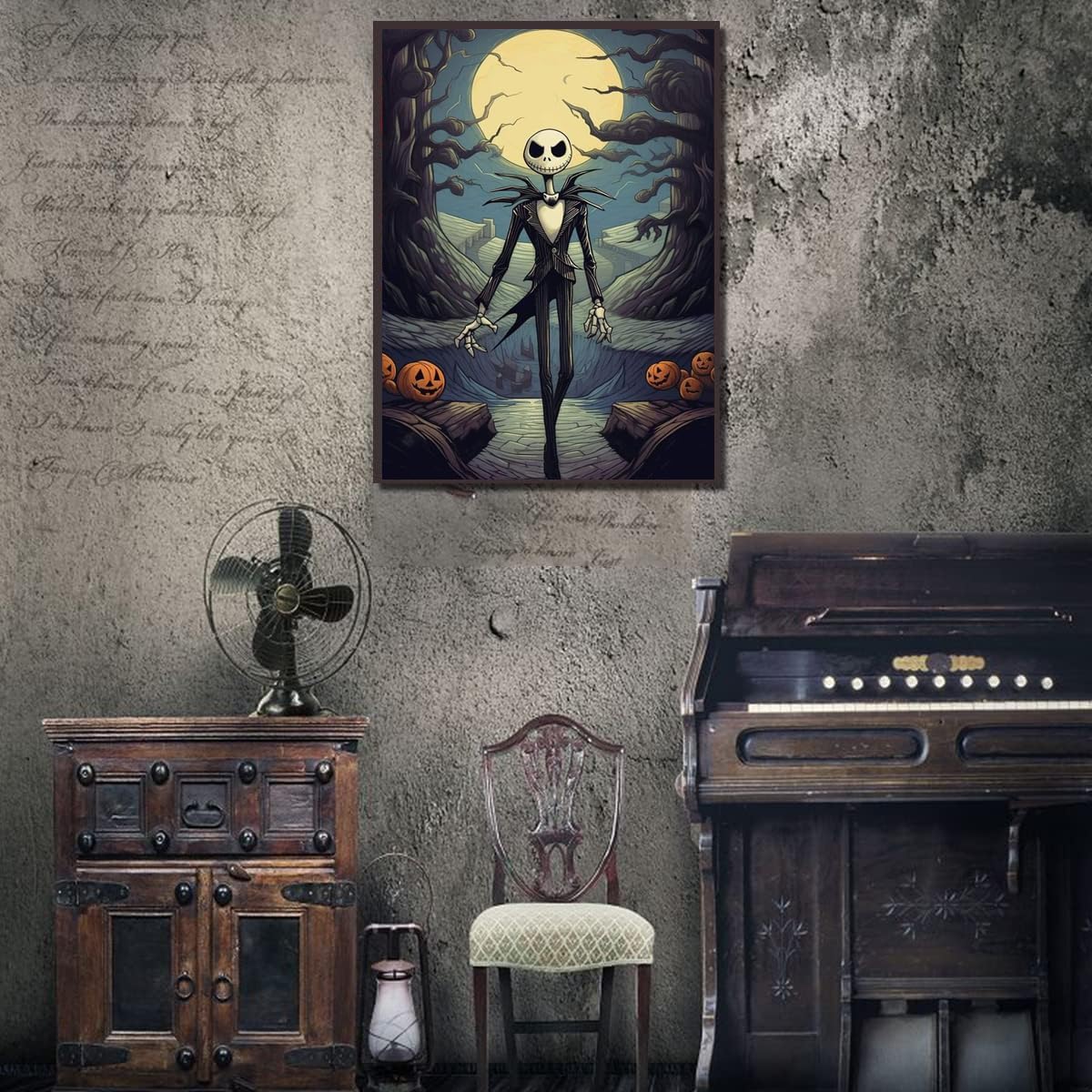 Halloween Diamond Art Kits for Adults,Jack Under The Moonlight Diamond Painting Kits,Paint by Full Round Diamonds for Holiday Home Decor 12X16Inch
