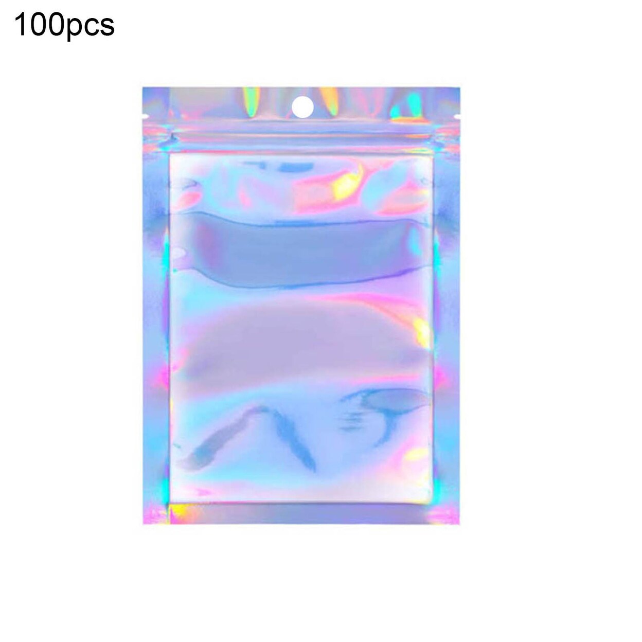 100Pcs/Set Zipper Pouch Resealable Anti-Moisture 3 Sizes Resealable Holographic Bags For Home