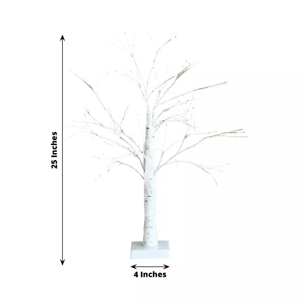 White 2 feet Battery Operated LED Lighted Artificial Birch TREE Party Events