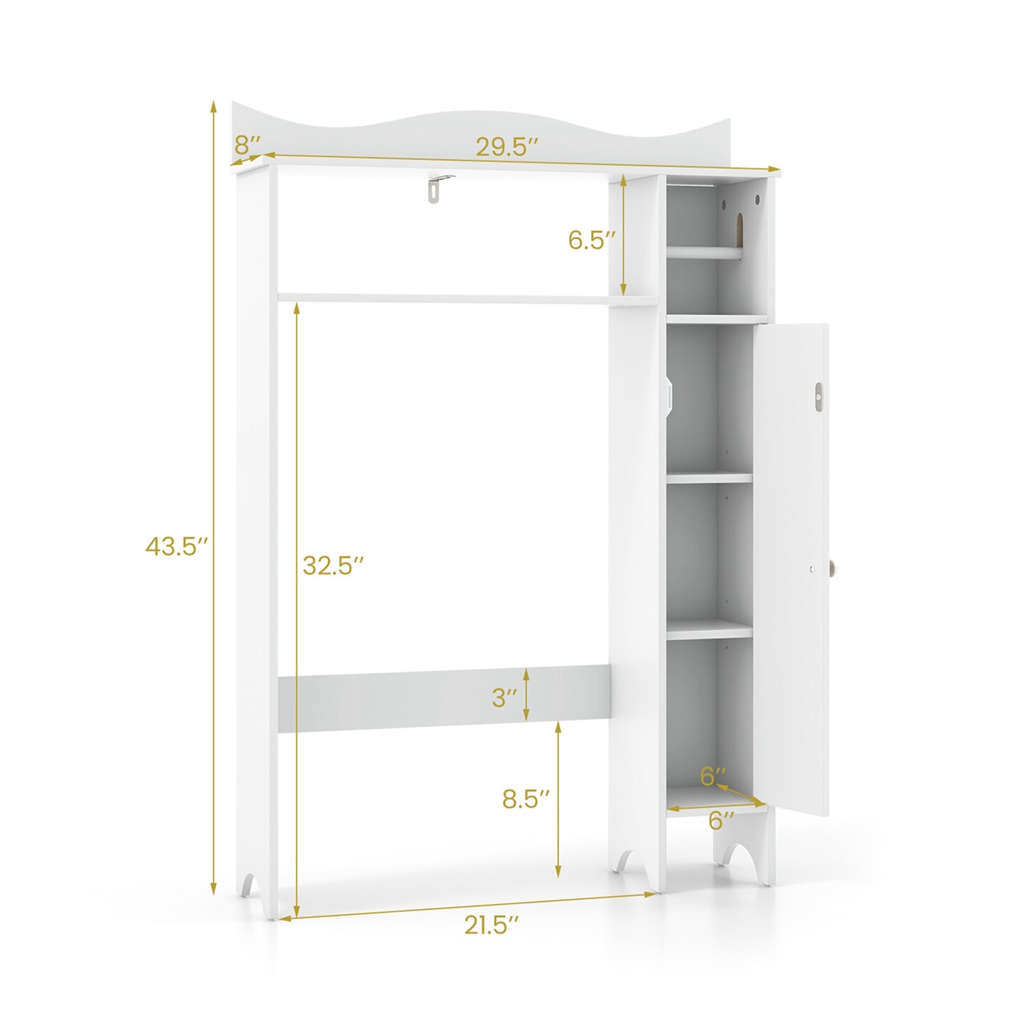 Costway Over the Toilet Storage Cabinet w/Toilet Paper Holder Adjustable Shelves White