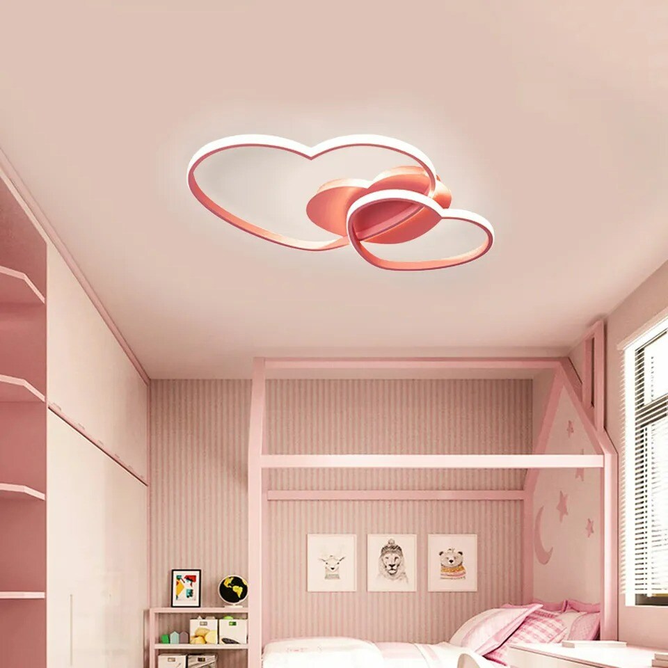 Modern Acrylic Chandelier Lamp LED Heart Shape Flush-Mount Ceiling Light Fixture