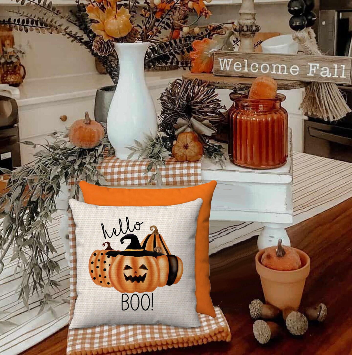 Halloween Mini Pillow Set - Tiered Tray Pillows - Fall Tiered Tray Decor - Halloween and Autumn Home Decor - 2 Piece Set