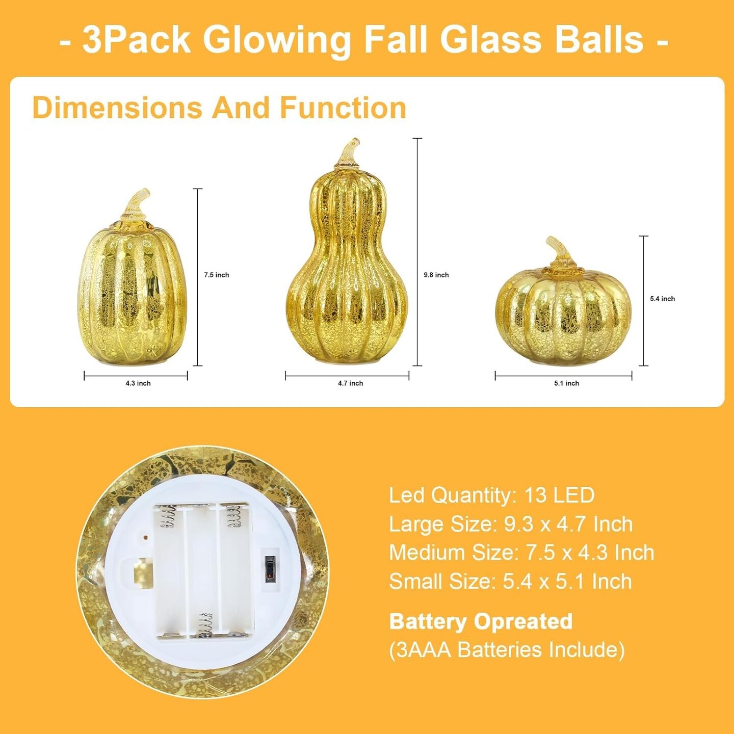 Glass Pumpkin with LED Lights Timer for Fall Thanksgiving Decor, Lighted Pumpkin Fall Centerpiece for Tables Indoor Mantel Windows