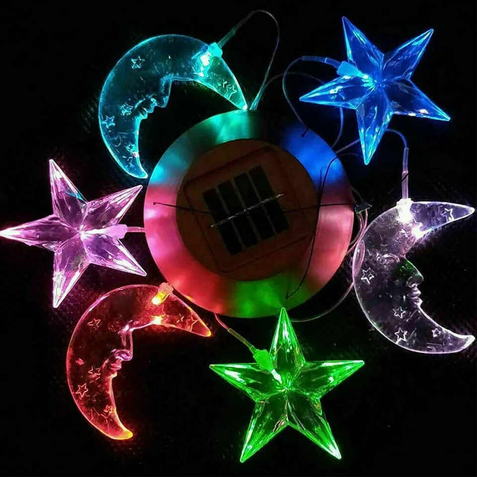 Solar Lamp Color Changing LED Moon-star Wind Chimes Outdoor Home Garden Decor