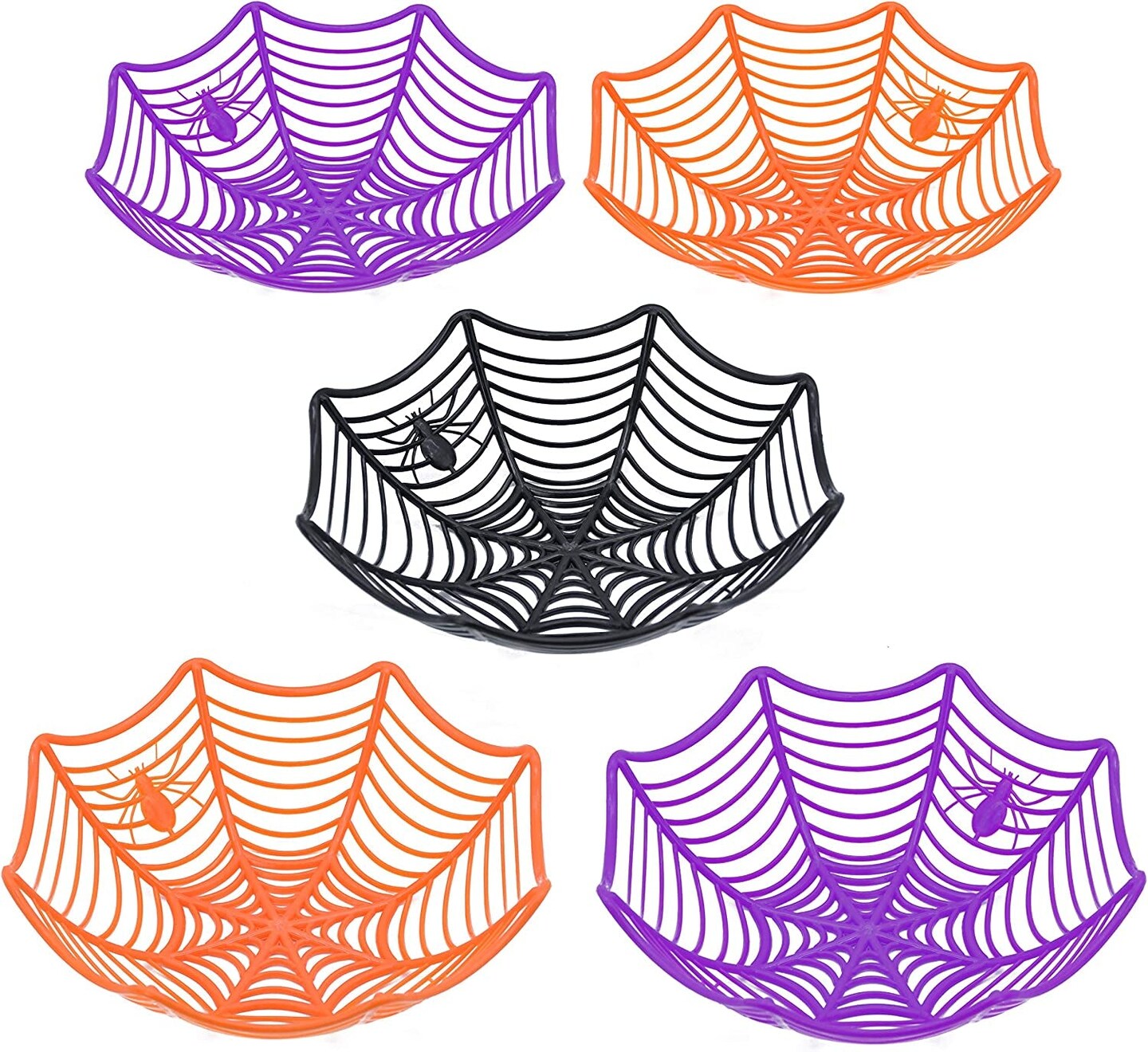 5 Pcs Spider Web Halloween Candy Bowl Halloween Decorations Indoor Table Desk Home Decor Haunted House Trick or Treat Party Supplies Favors Basket Candy Dish Plastic