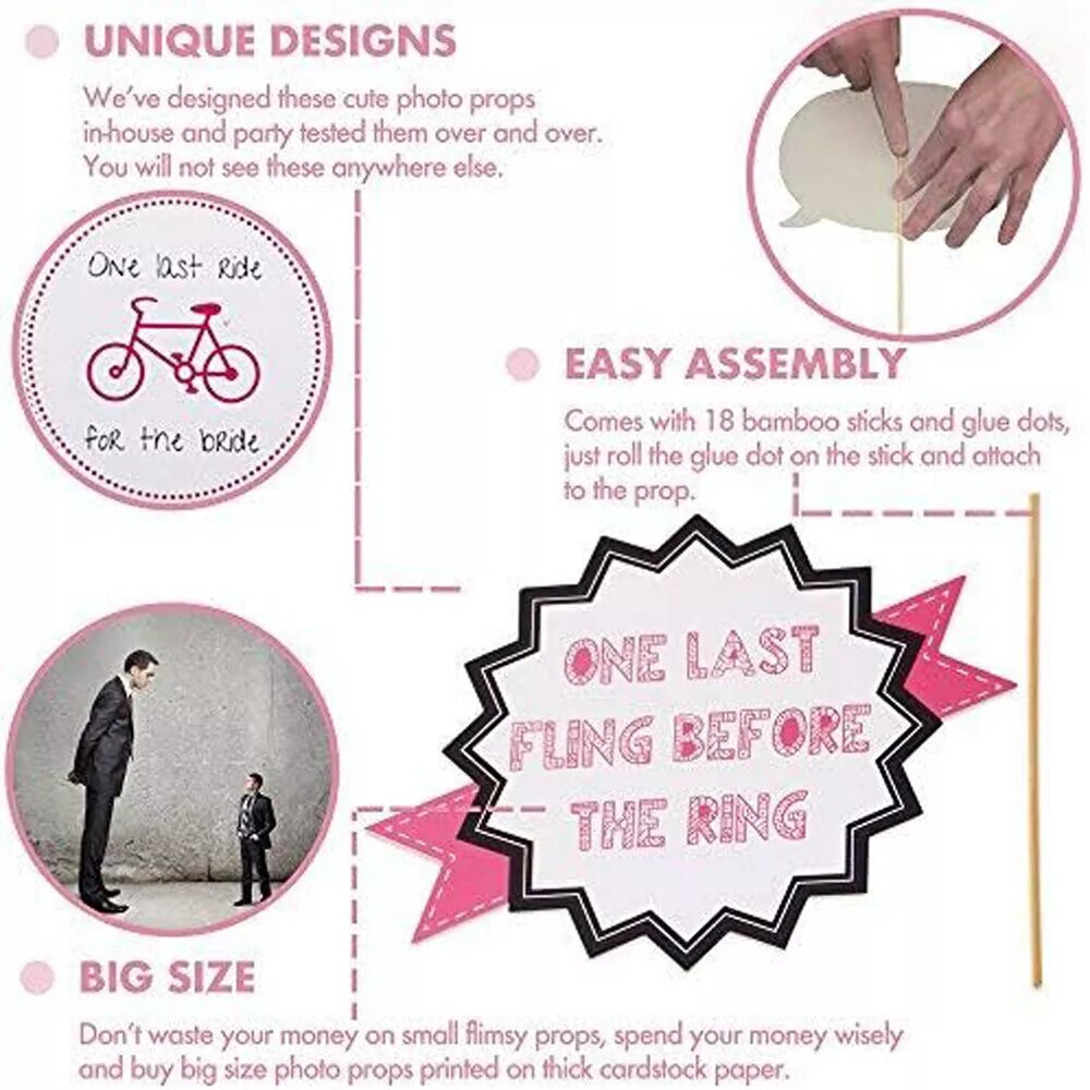 Kitcheniva 20 Pcs Party Photo Booth Props Set Birthday Wedding Decoration