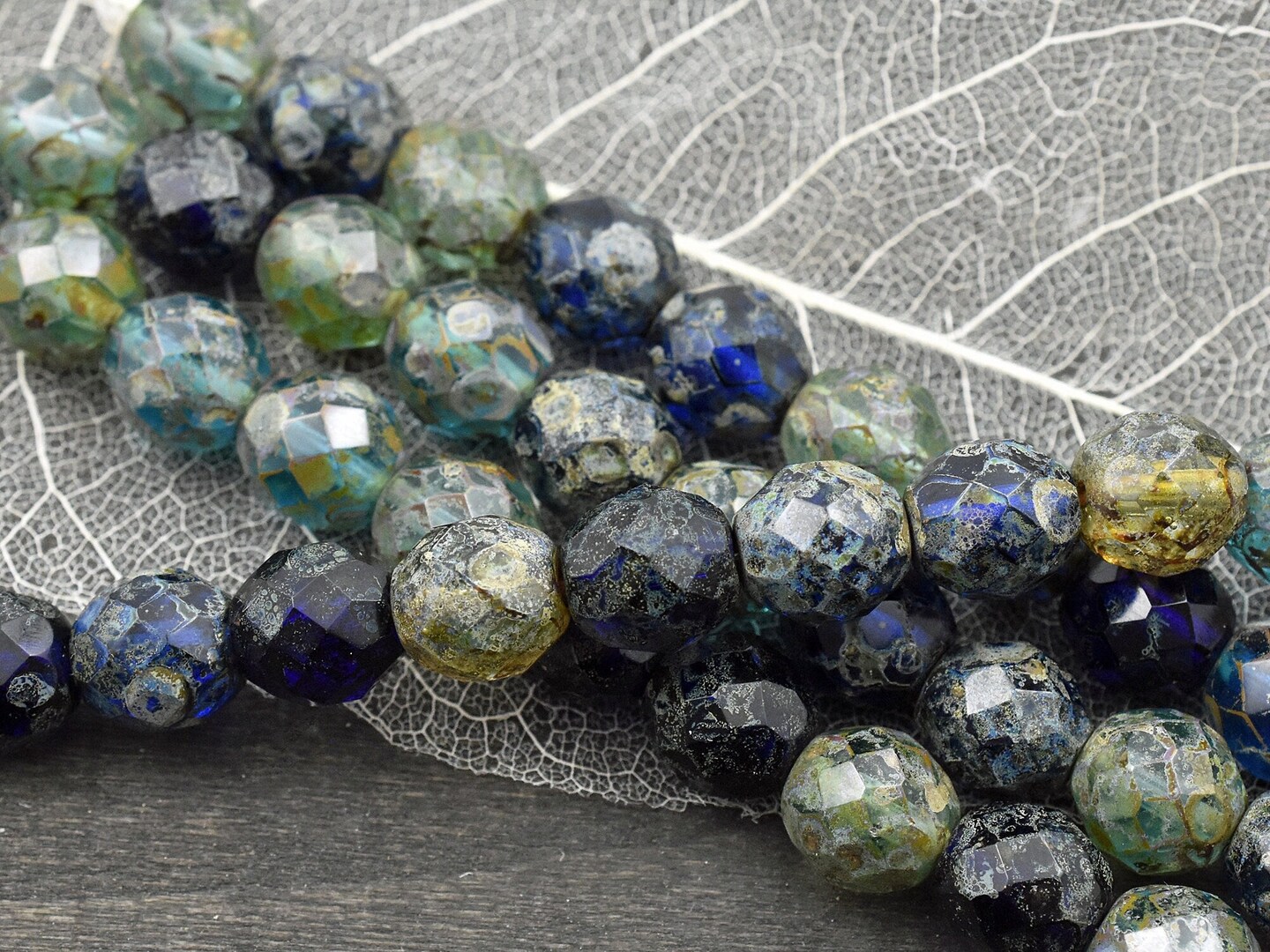 *10* 10mm Mixed Ocean Picasso Fire Polished Round Beads