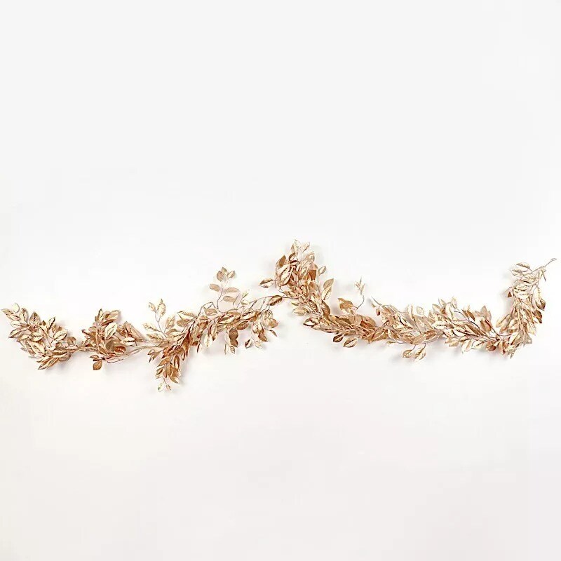 Gold 6 feet Artificial Magnolia Foliage Metallic LEAVES GARLAND Party Events