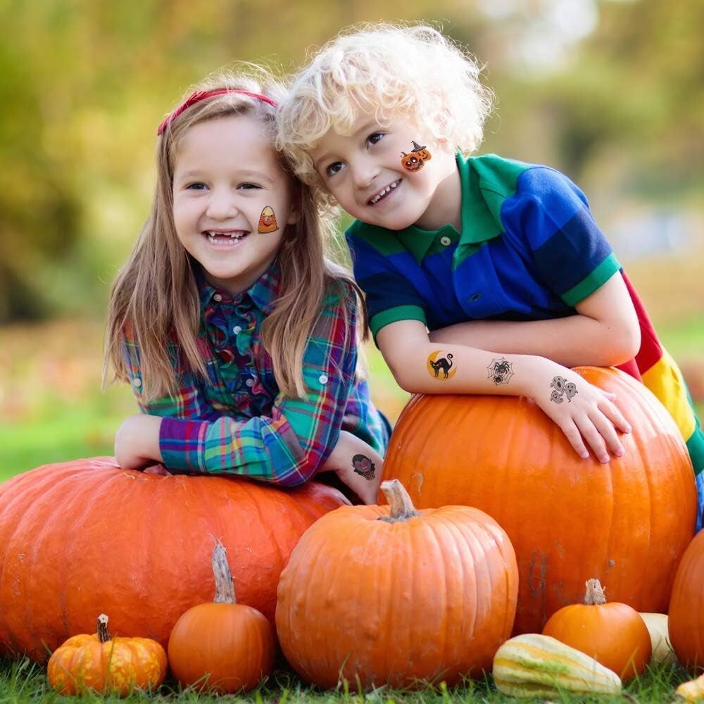 Halloween Temporary Tattoos for Kids - Pack of 144-2 Inch Non-Toxic Tats Stickers for Boys and Girls, Best for Halloween Party Favors, Treats, D&#xE9;cor, Goodie Bags - 6 Assorted Designs